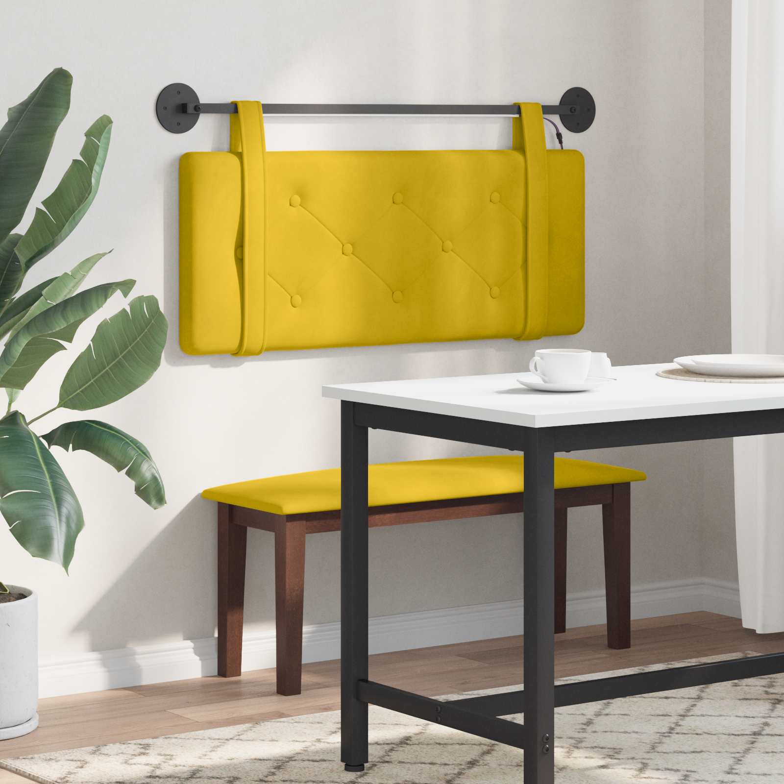 Tête de lit suspendue Avec lumière LED Jaune Velours - XIOS