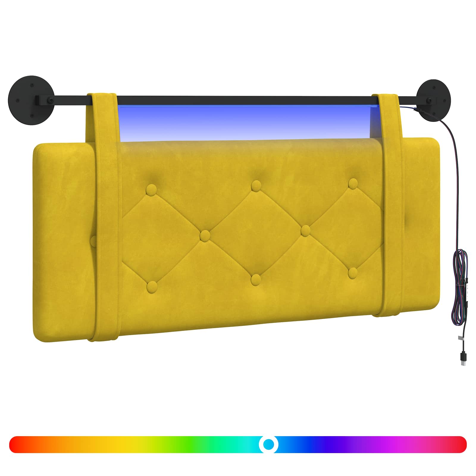 Tête de lit suspendue Avec lumière LED Jaune Velours - XIOS