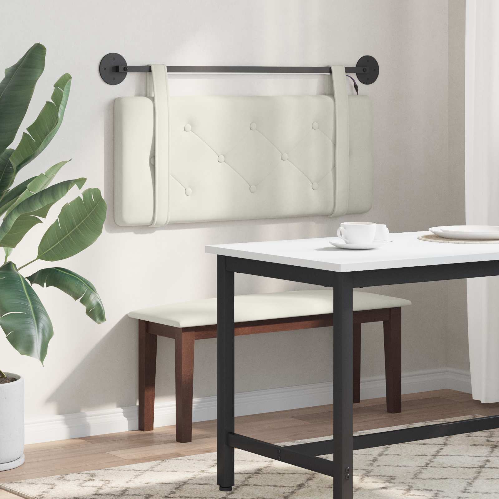 Tête de lit suspendue Avec lumière LED Crème Velours - XIOS