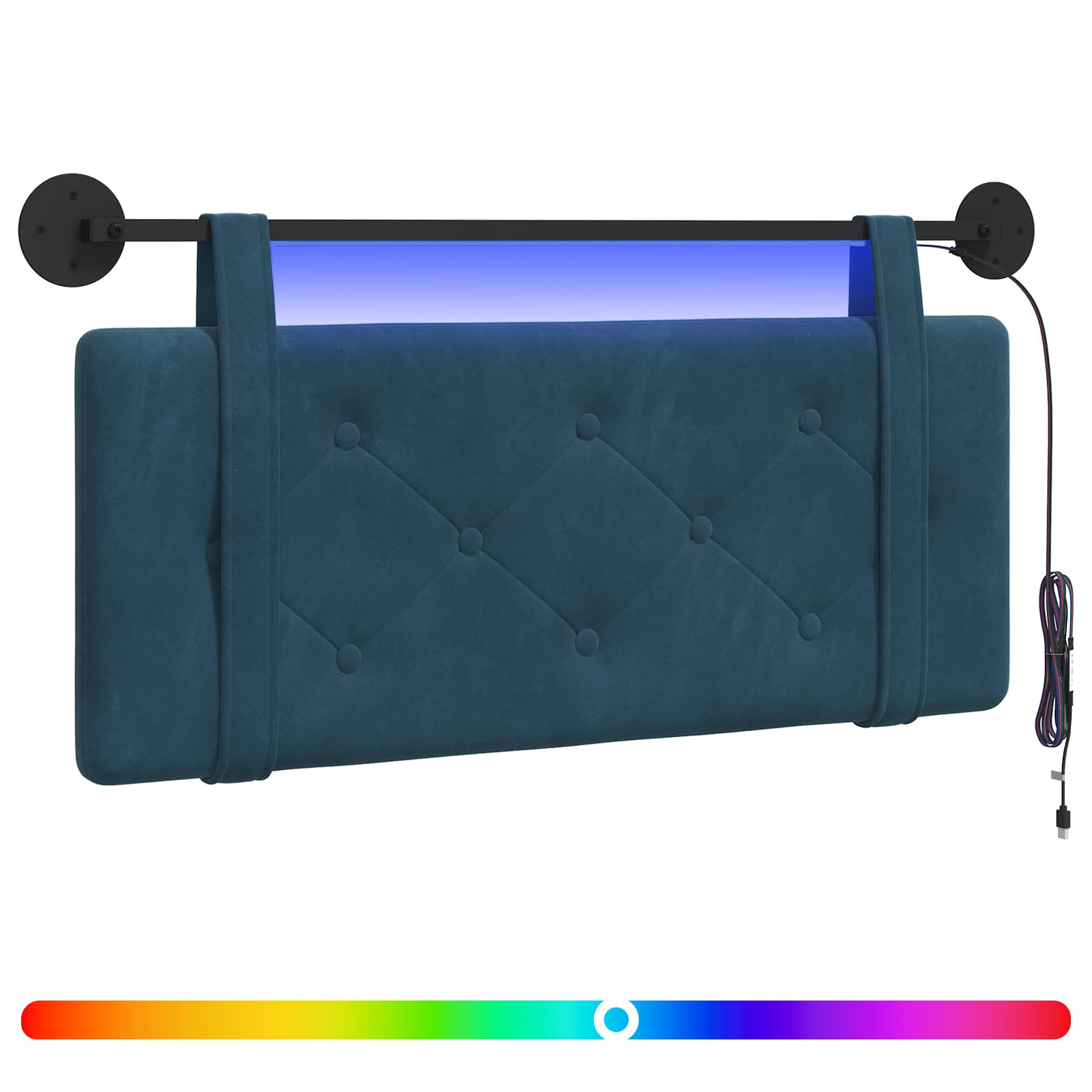 Tête de lit suspendue Avec lumière LED Bleu Velours - XIOS