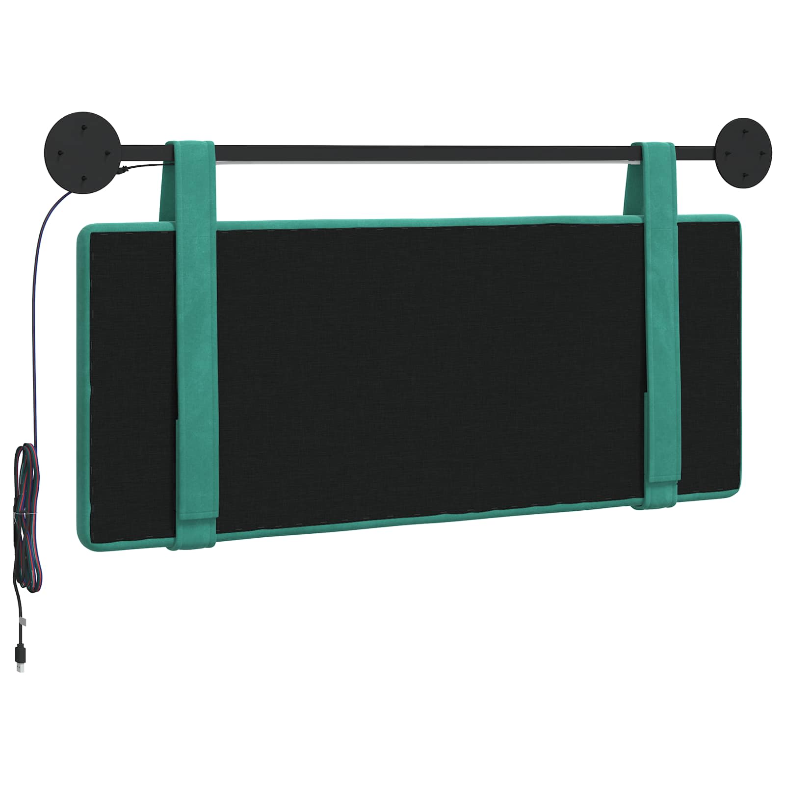 Tête de lit suspendue Avec lumière LED Turquoise Velours - XIOS