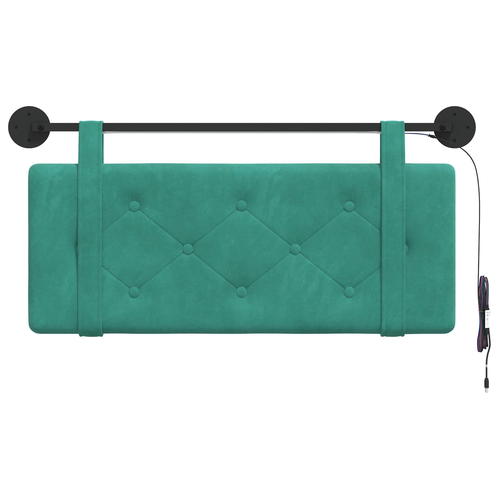 Tête de lit suspendue Avec lumière LED Turquoise Velours - XIOS