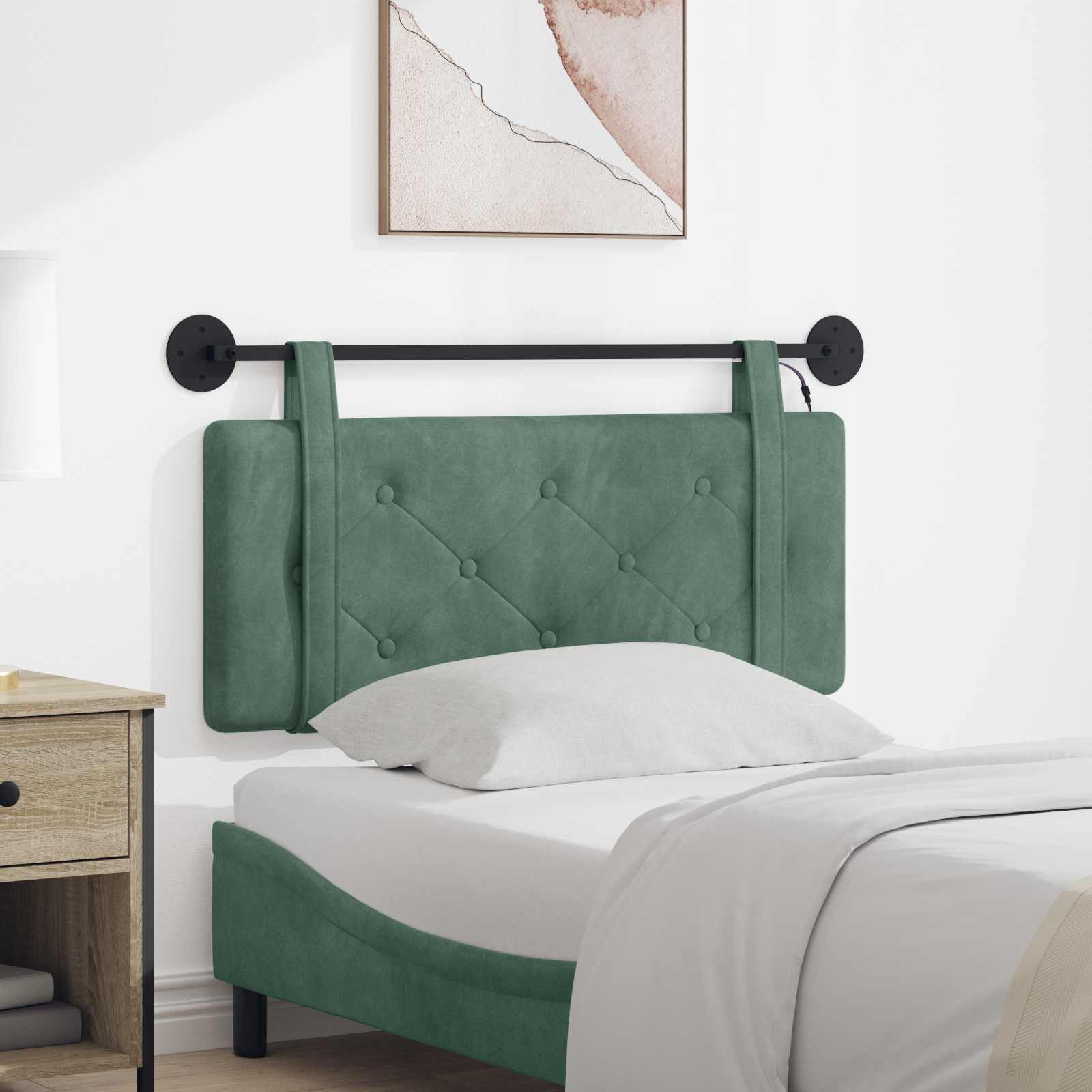 Tête de lit suspendue Avec lumière LED Vert Mer Velours - XIOS