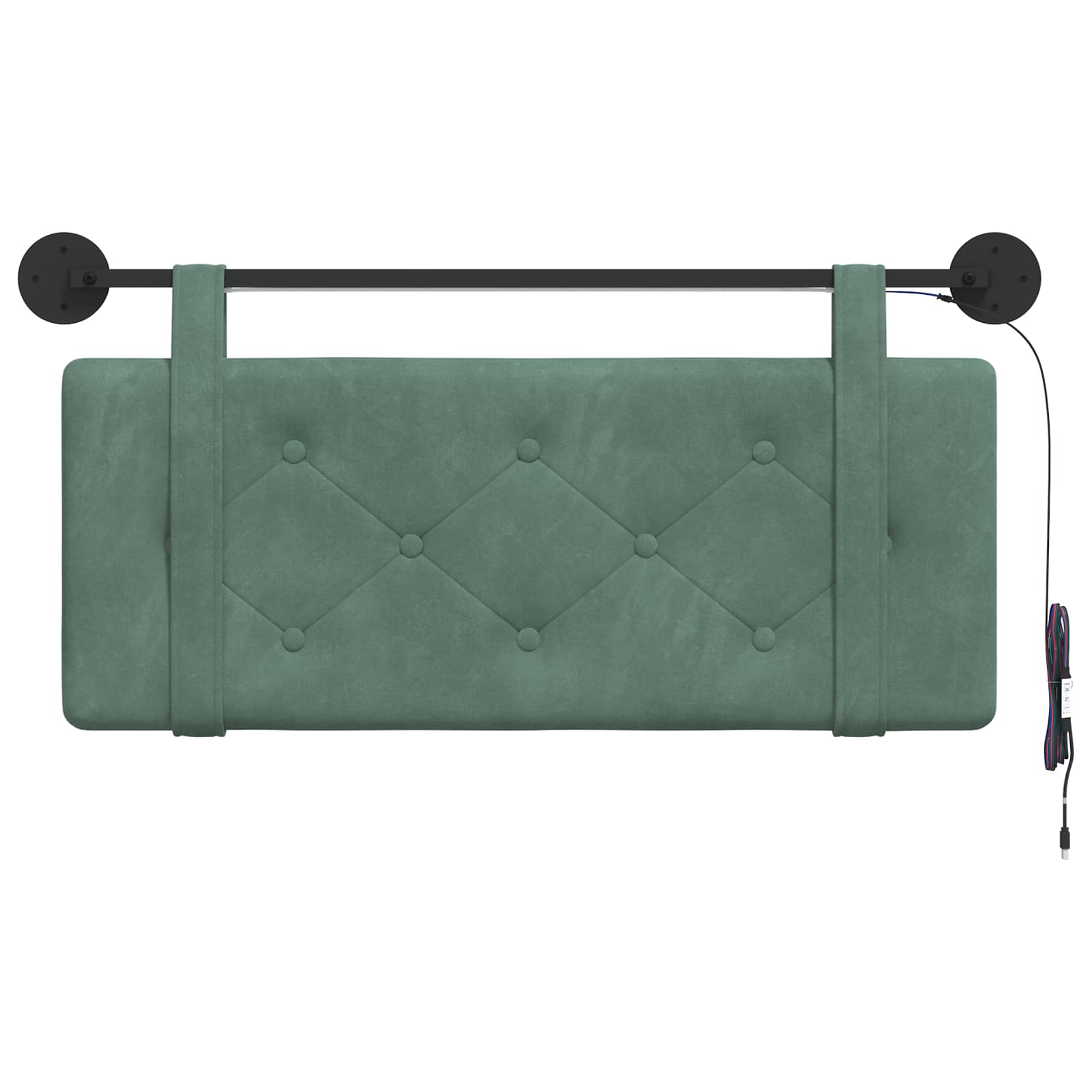 Tête de lit suspendue Avec lumière LED Vert Mer Velours - XIOS