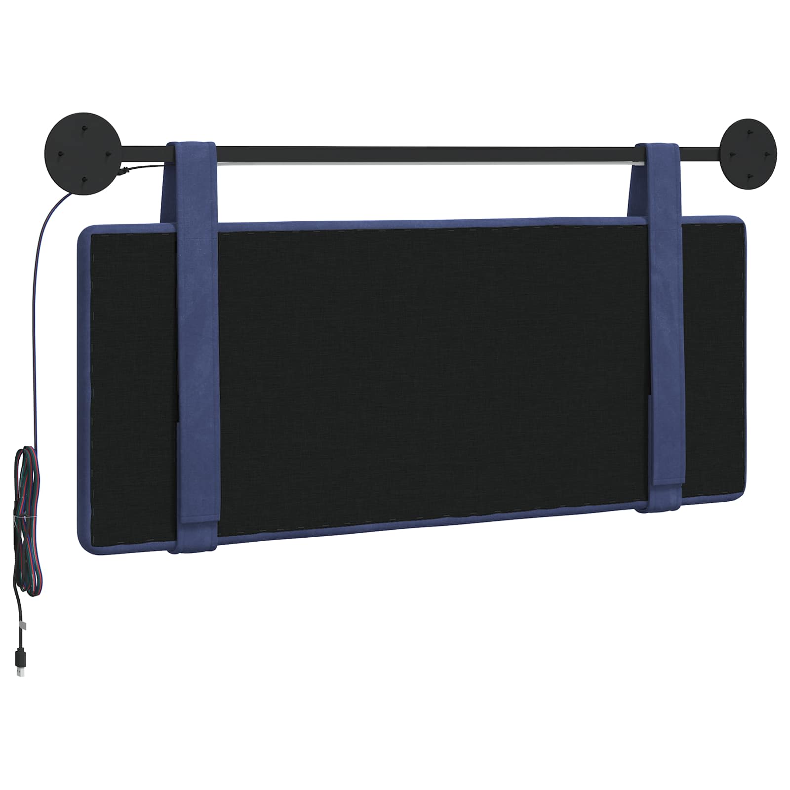 Tête de lit suspendue Avec lumière LED Bleu police Velours - XIOS