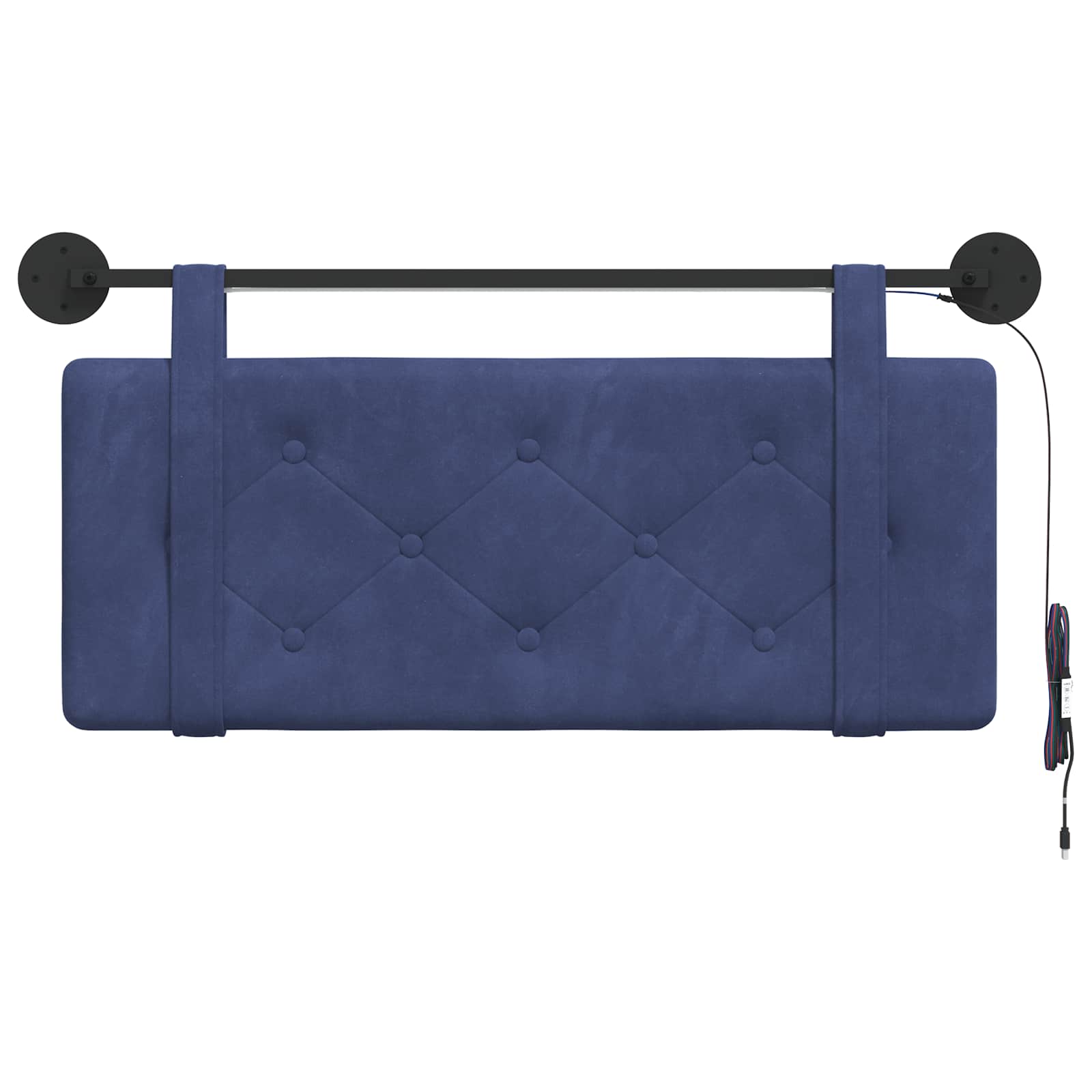 Tête de lit suspendue Avec lumière LED Bleu police Velours - XIOS