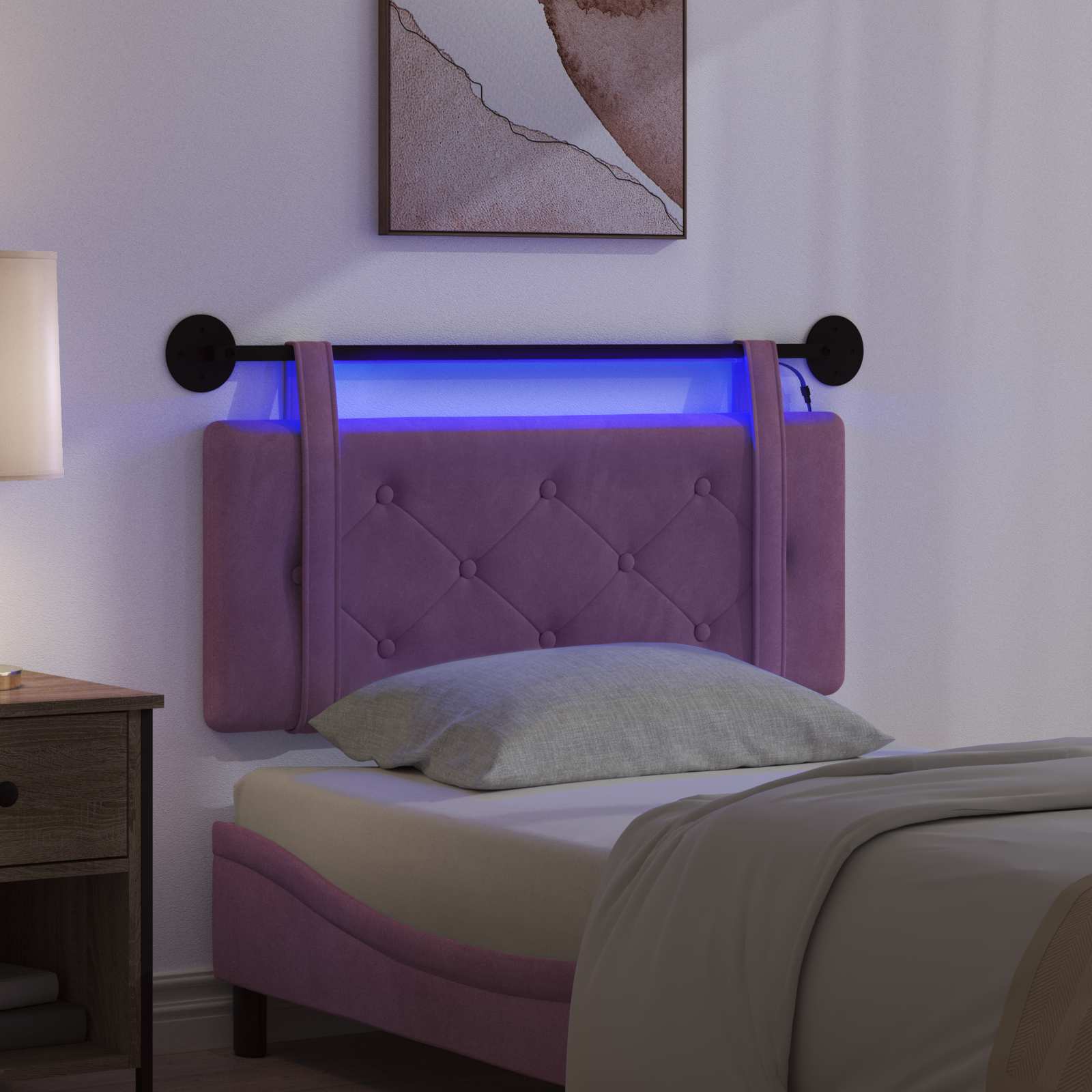 Tête de lit suspendue Avec lumière LED Pourpre Velours - XIOS