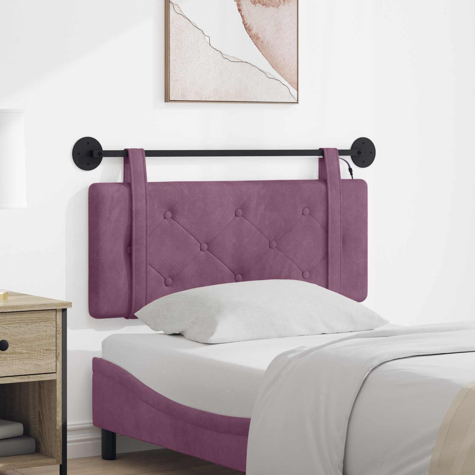 Tête de lit suspendue Avec lumière LED Pourpre Velours - XIOS