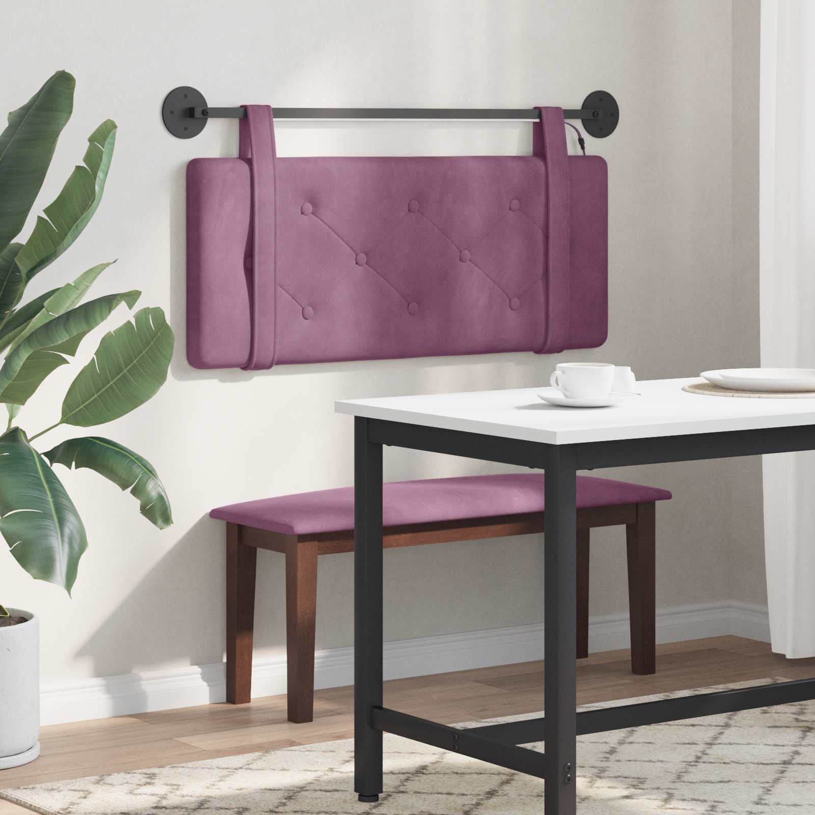 Tête de lit suspendue Avec lumière LED Pourpre Velours - XIOS