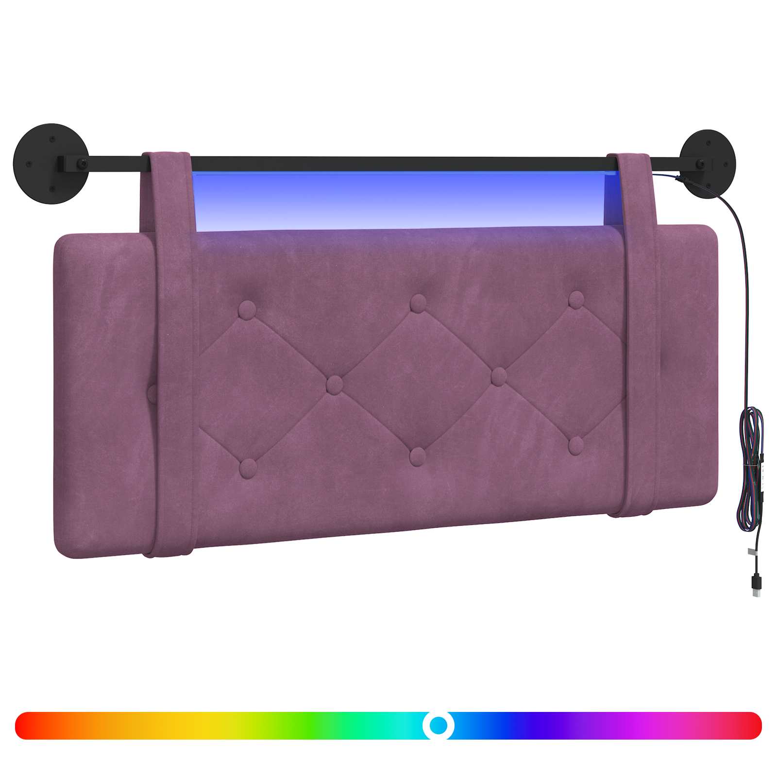 Tête de lit suspendue Avec lumière LED Pourpre Velours - XIOS