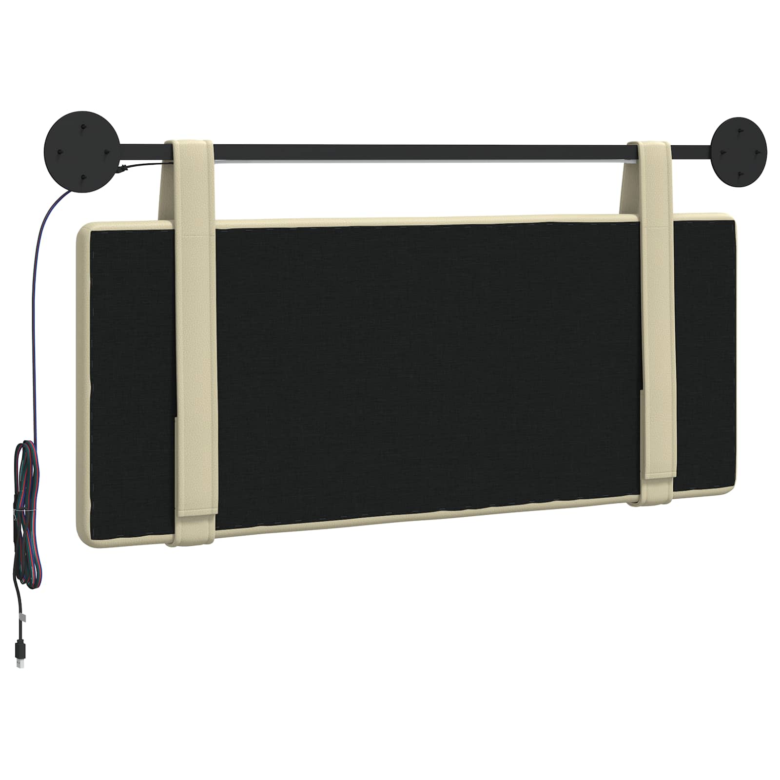 Tête de lit suspendue Avec lumière LED Crème Simili cuir - XIOS