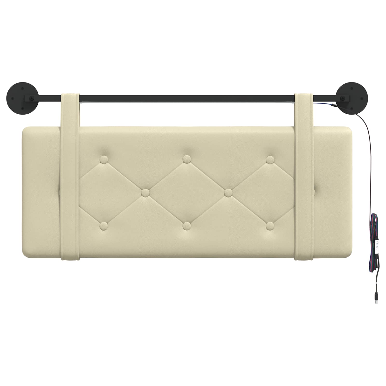 Tête de lit suspendue Avec lumière LED Crème Simili cuir - XIOS