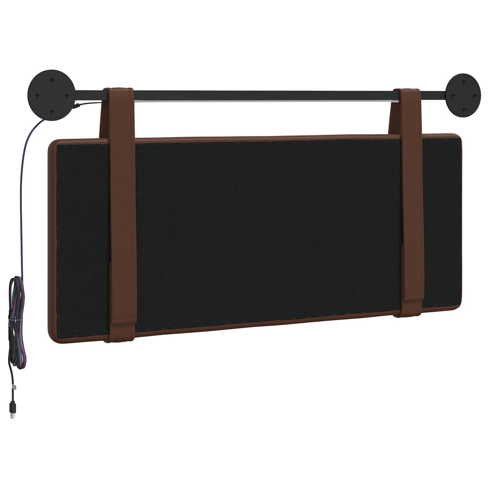 Tête de lit suspendue Avec lumière LED Marron Simili cuir - XIOS