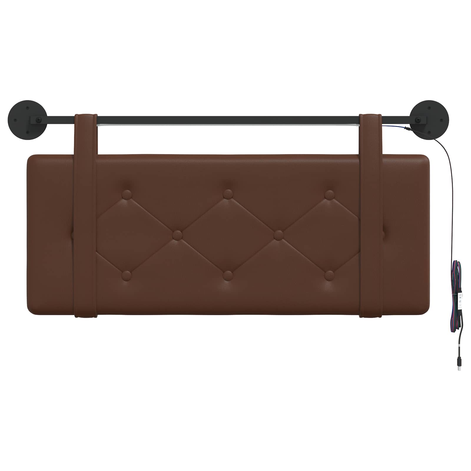 Tête de lit suspendue Avec lumière LED Marron Simili cuir - XIOS