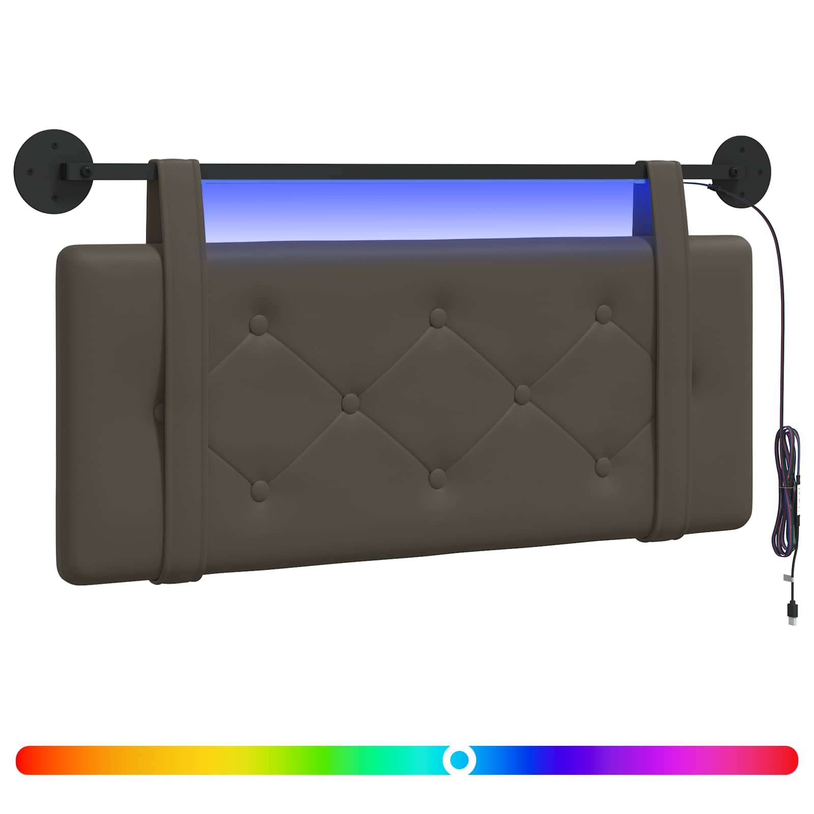 Tête de lit suspendue Avec lumière LED Gris Simili cuir - XIOS