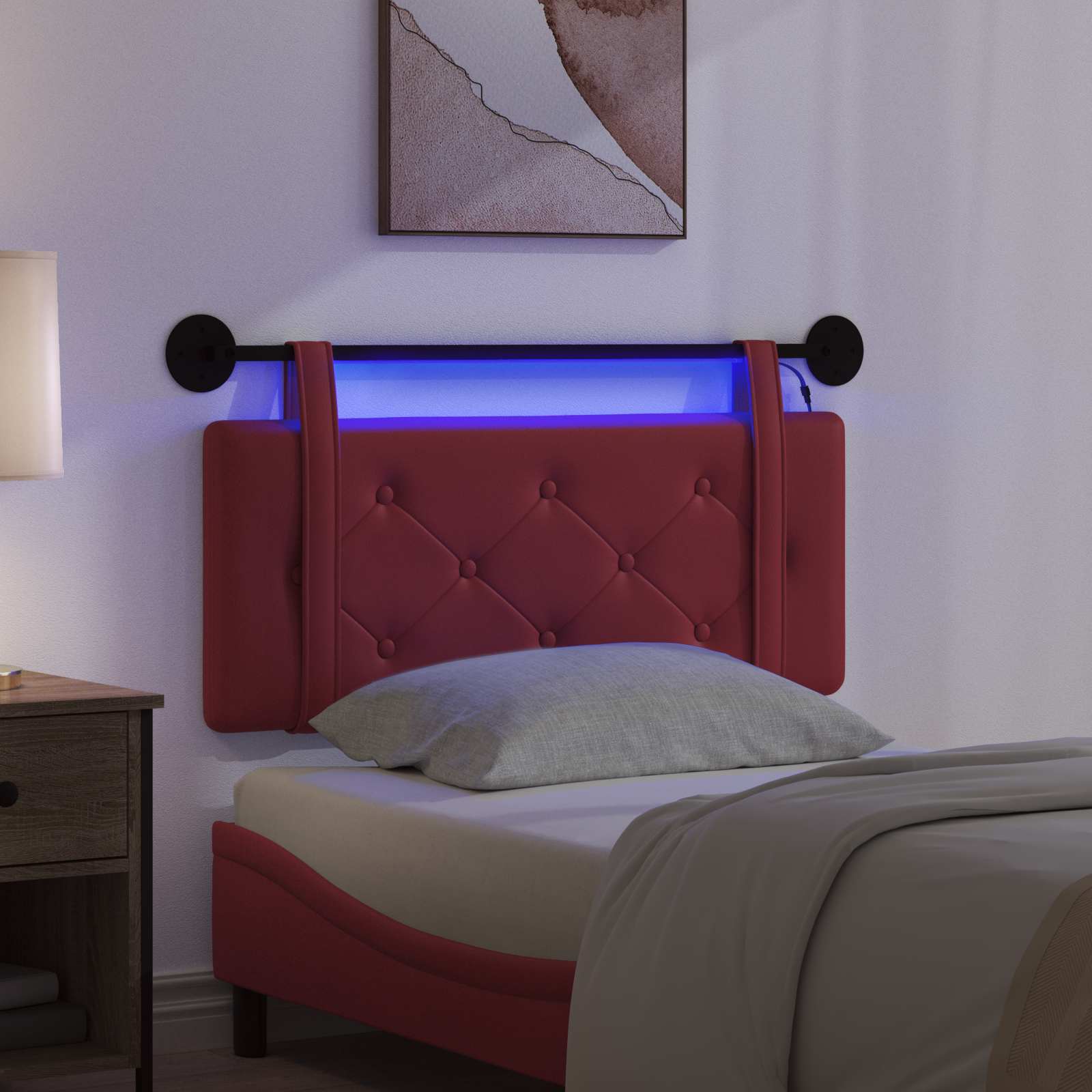Tête de lit suspendue Avec lumière LED Bordeaux Simili cuir - XIOS