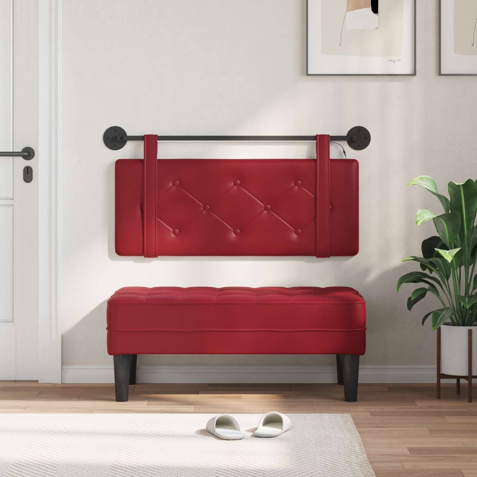 Tête de lit suspendue Avec lumière LED Bordeaux Simili cuir - XIOS