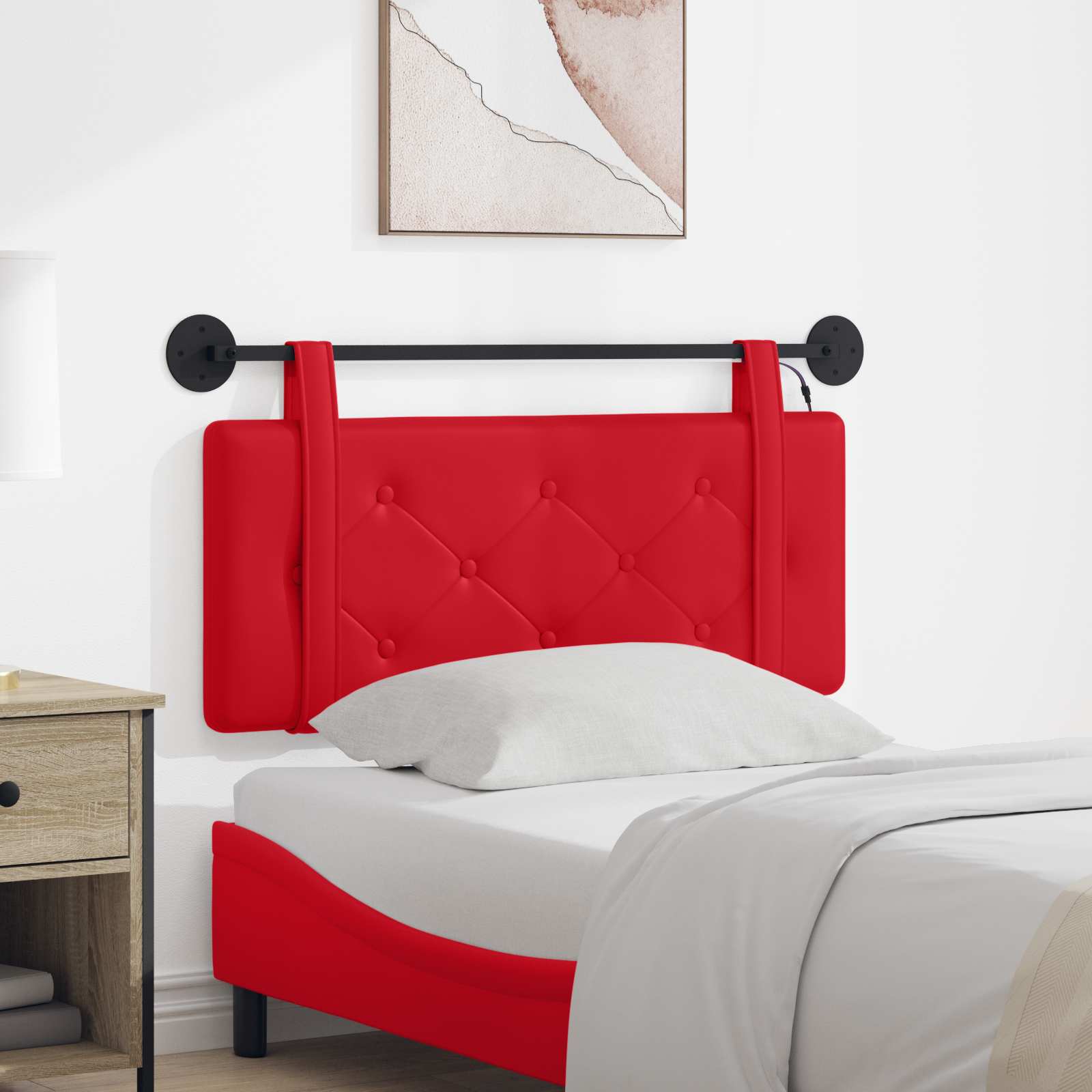 Tête de lit suspendue Avec lumière LED Rouge Simili cuir - XIOS