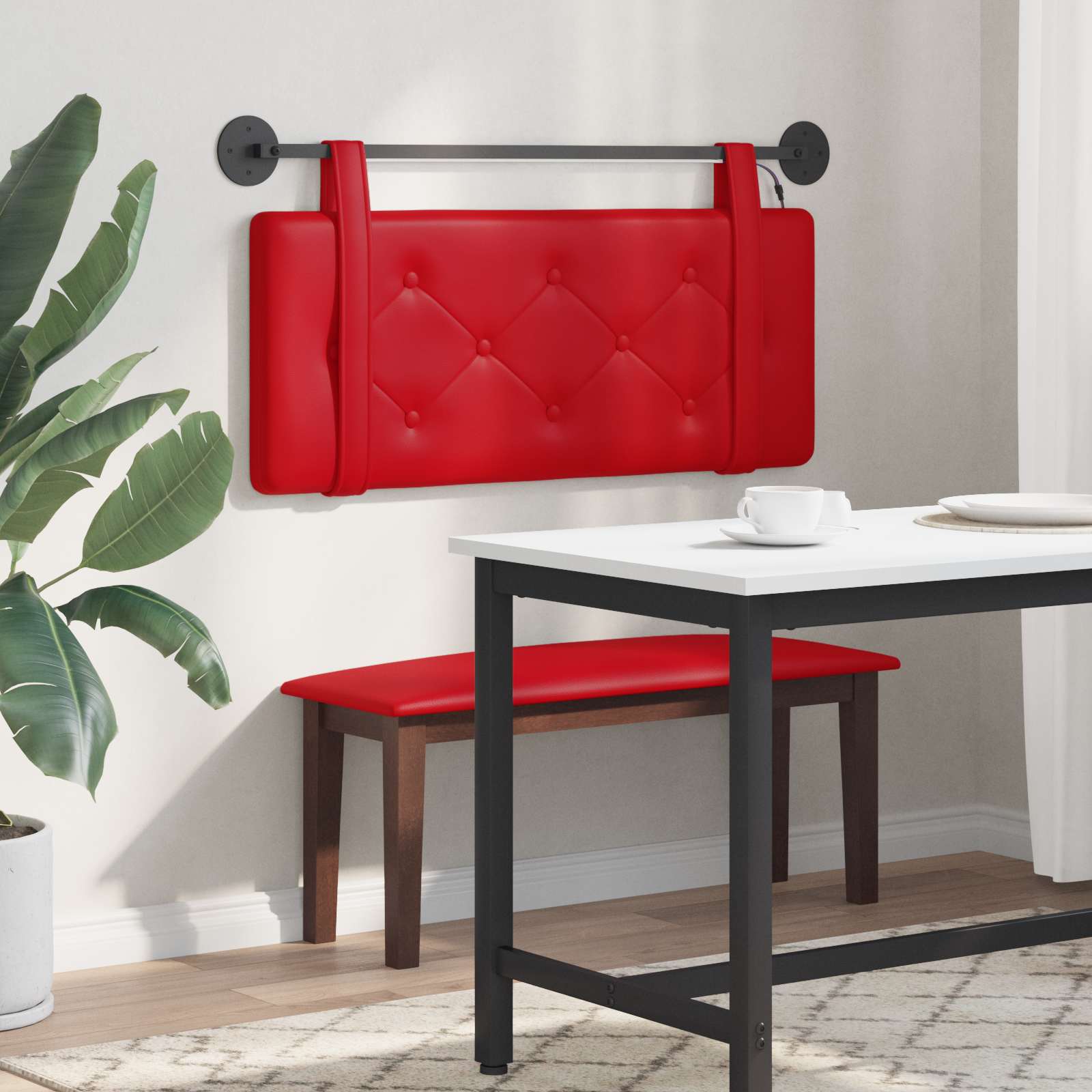 Tête de lit suspendue Avec lumière LED Rouge Simili cuir - XIOS