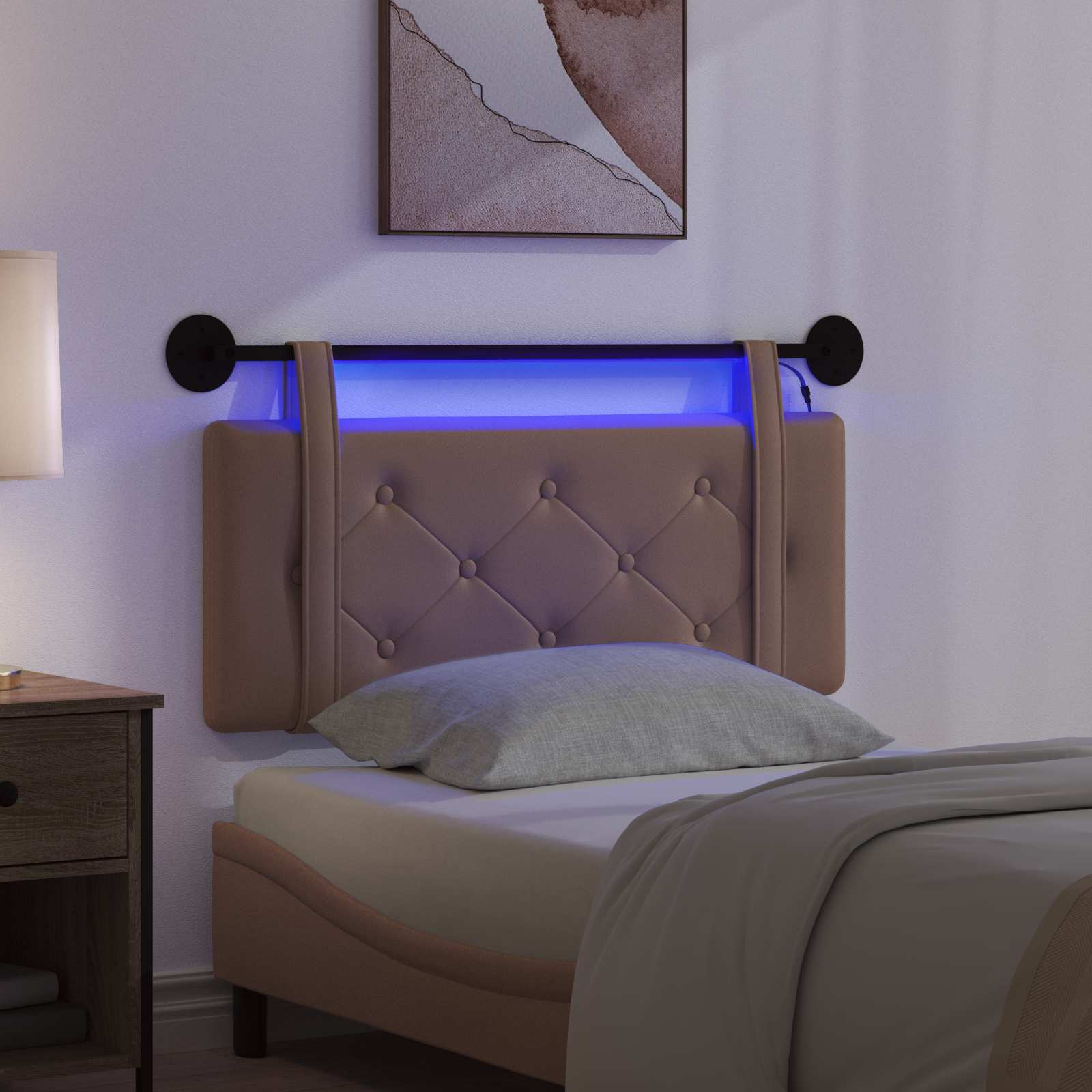 Tête de lit suspendue Avec lumière LED Cappuccino Simili cuir - XIOS