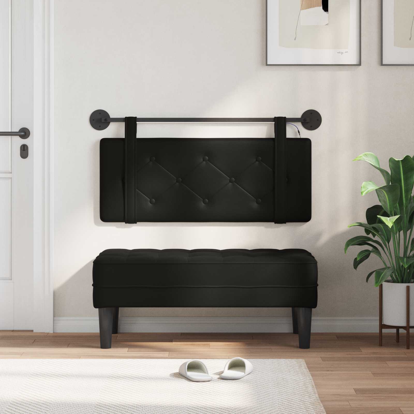 Tête de lit suspendue Avec lumière LED Noir Simili cuir - XIOS