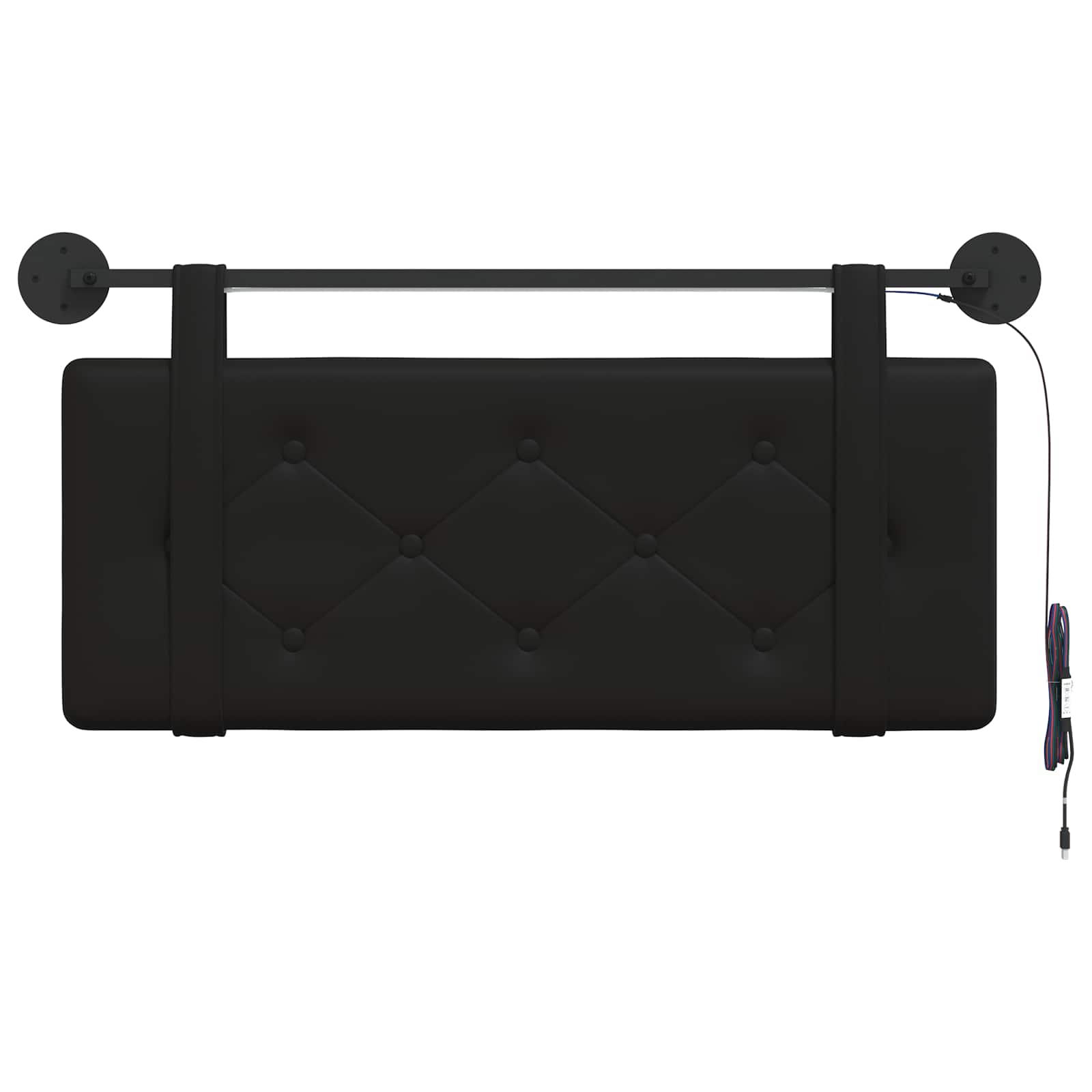 Tête de lit suspendue Avec lumière LED Noir Simili cuir - XIOS