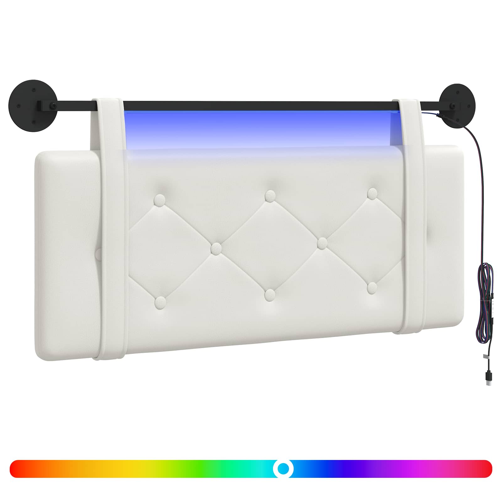 Tête de lit suspendue Avec lumière LED Blanc Simili cuir - XIOS