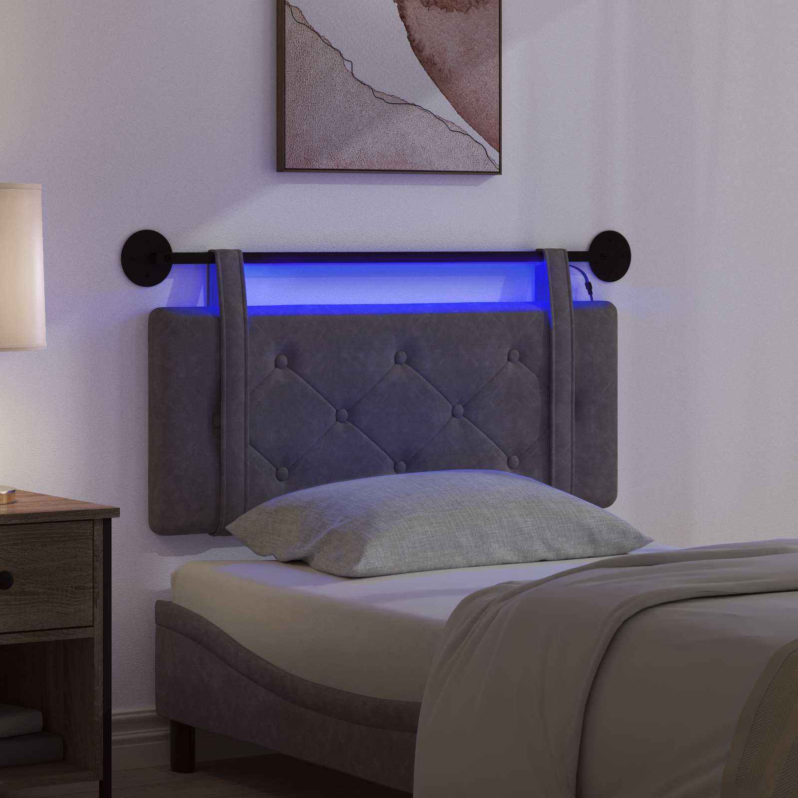 Tête de lit suspendue Avec lumière LED Noir PU antique - XIOS