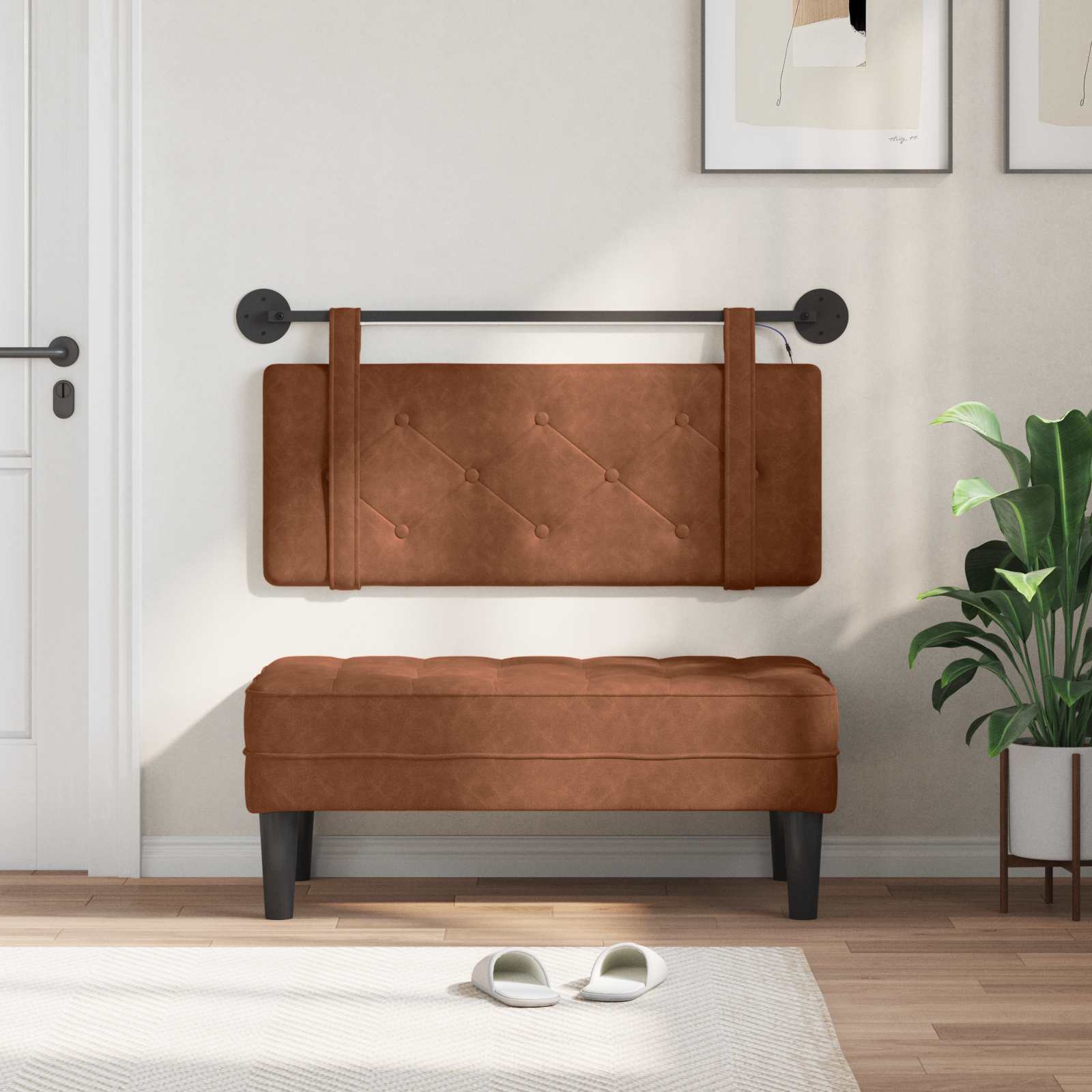 Tête de lit suspendue Avec lumière LED Marron PU antique - XIOS