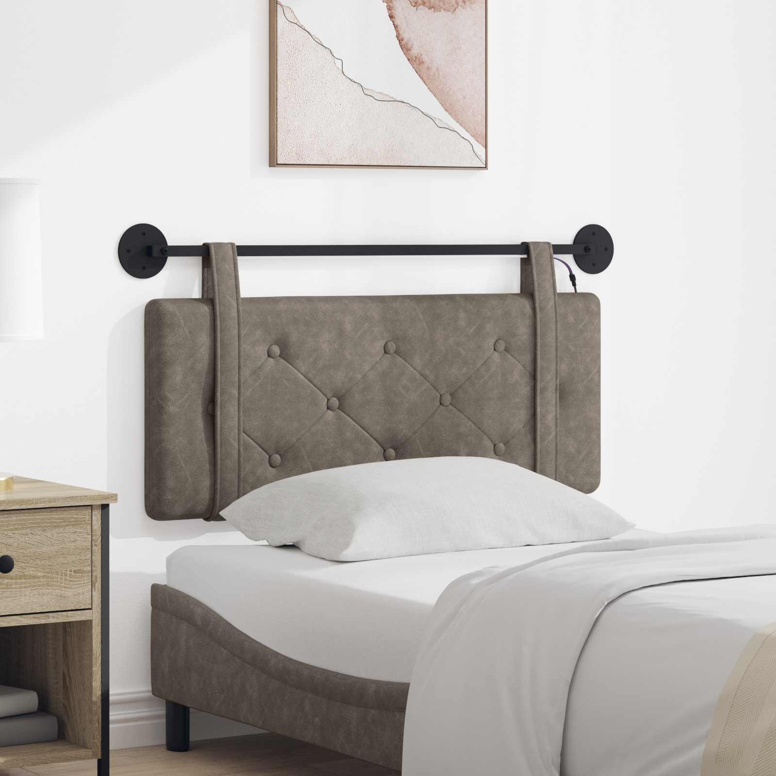 Tête de lit suspendue Avec lumière LED Gris PU antique - XIOS