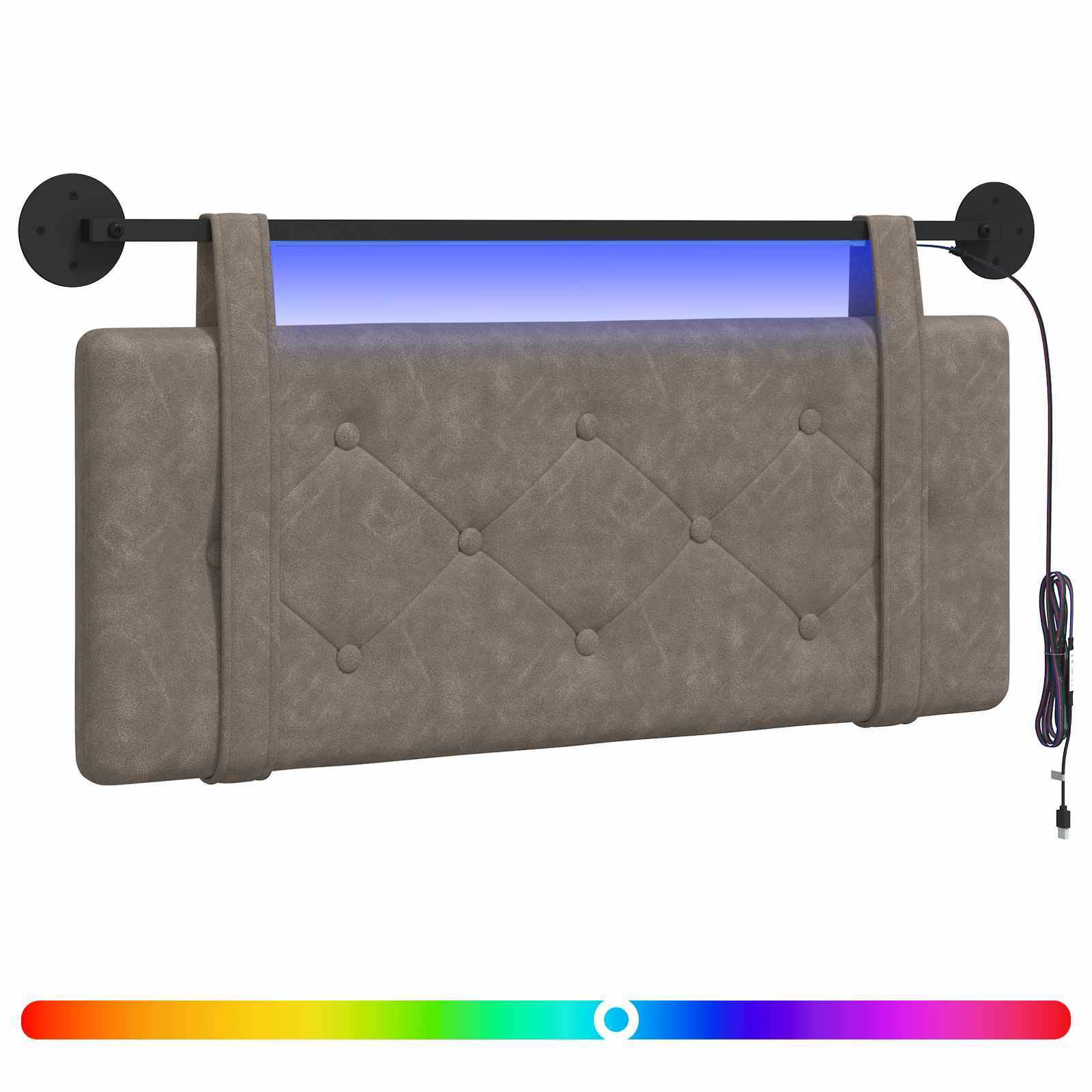 Tête de lit suspendue Avec lumière LED Gris PU antique - XIOS