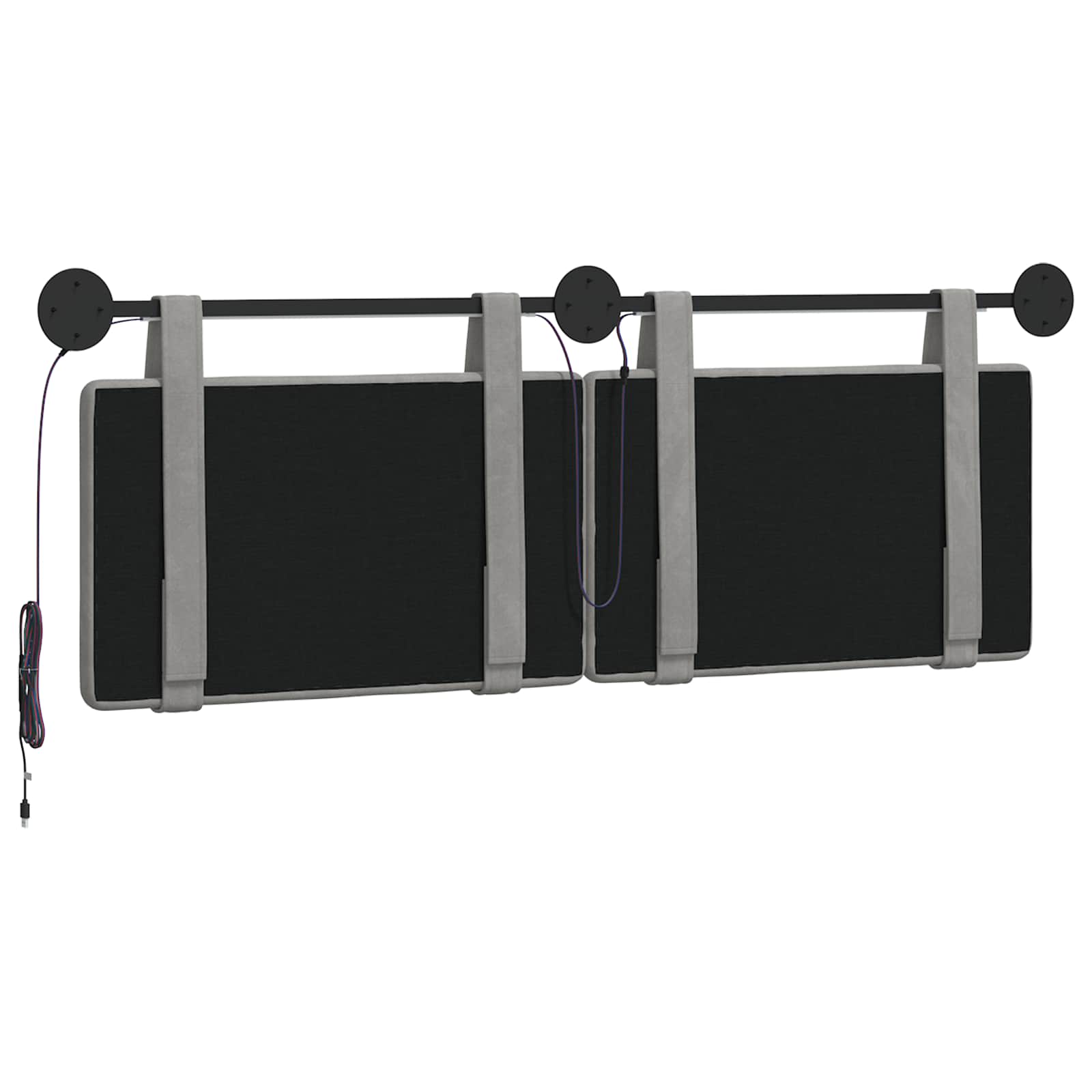 Tête de lit suspendue Avec lumière LED Gris clair Velours - XIOS