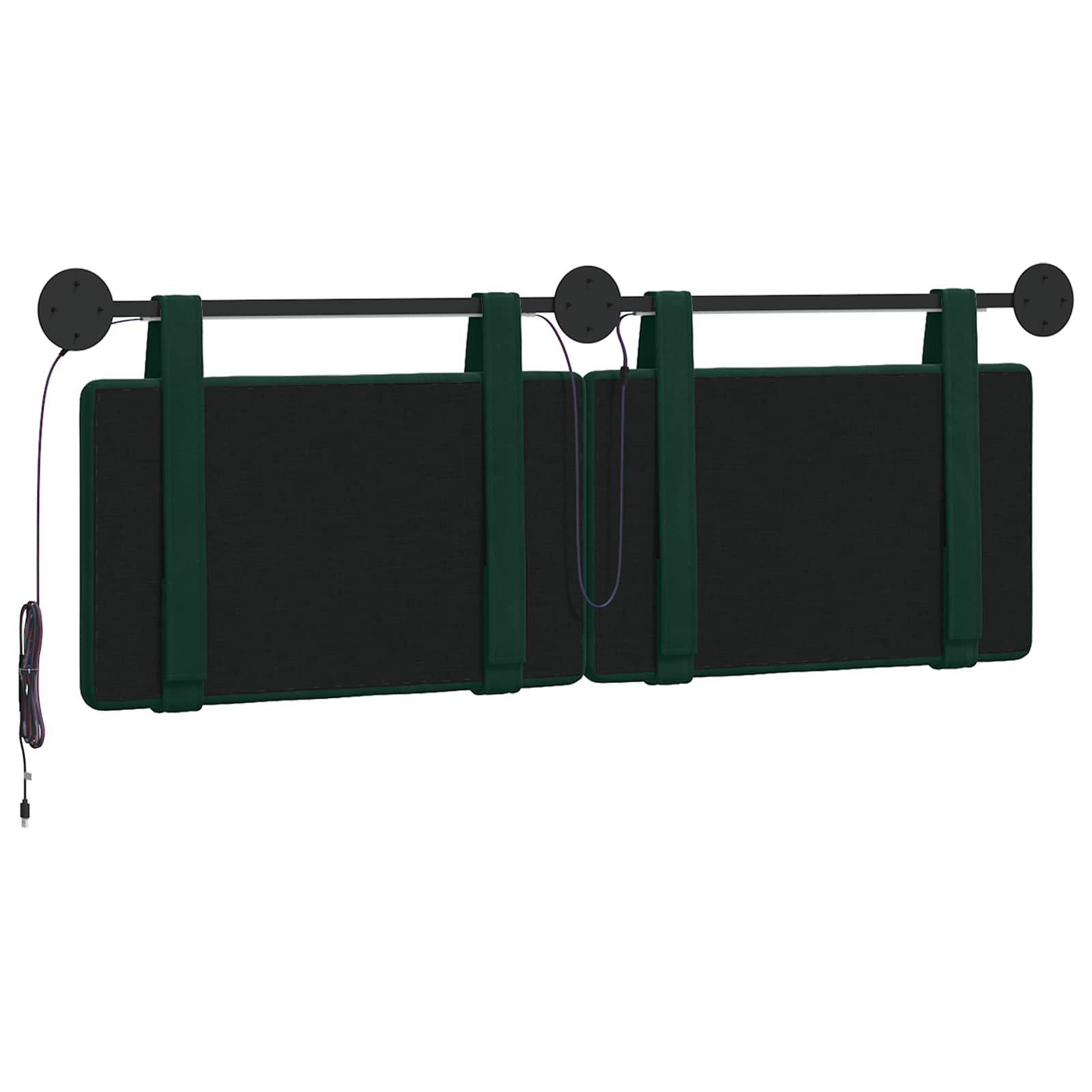 Tête de lit suspendue Avec lumière LED Vert foncé Velours - XIOS