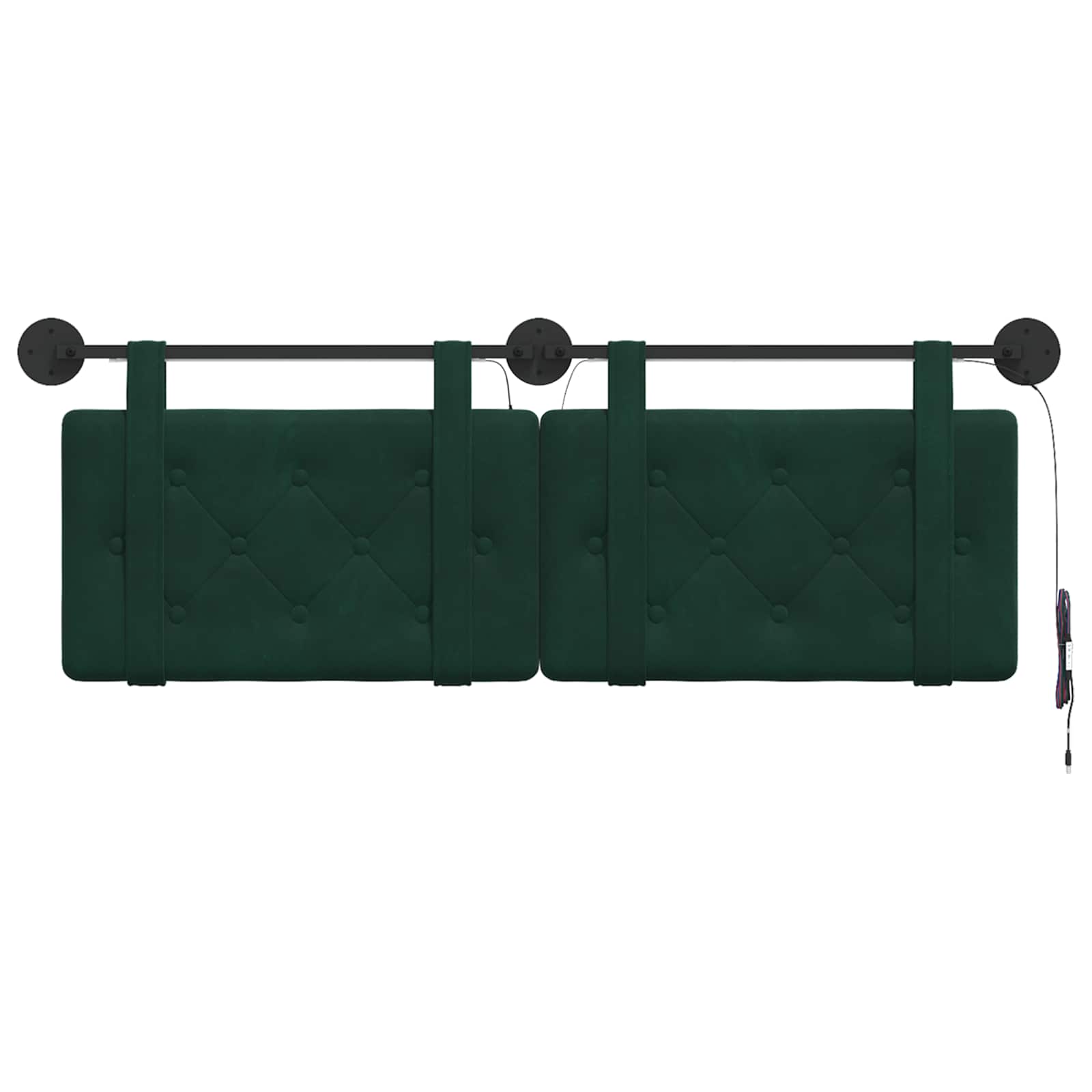 Tête de lit suspendue Avec lumière LED Vert foncé Velours - XIOS