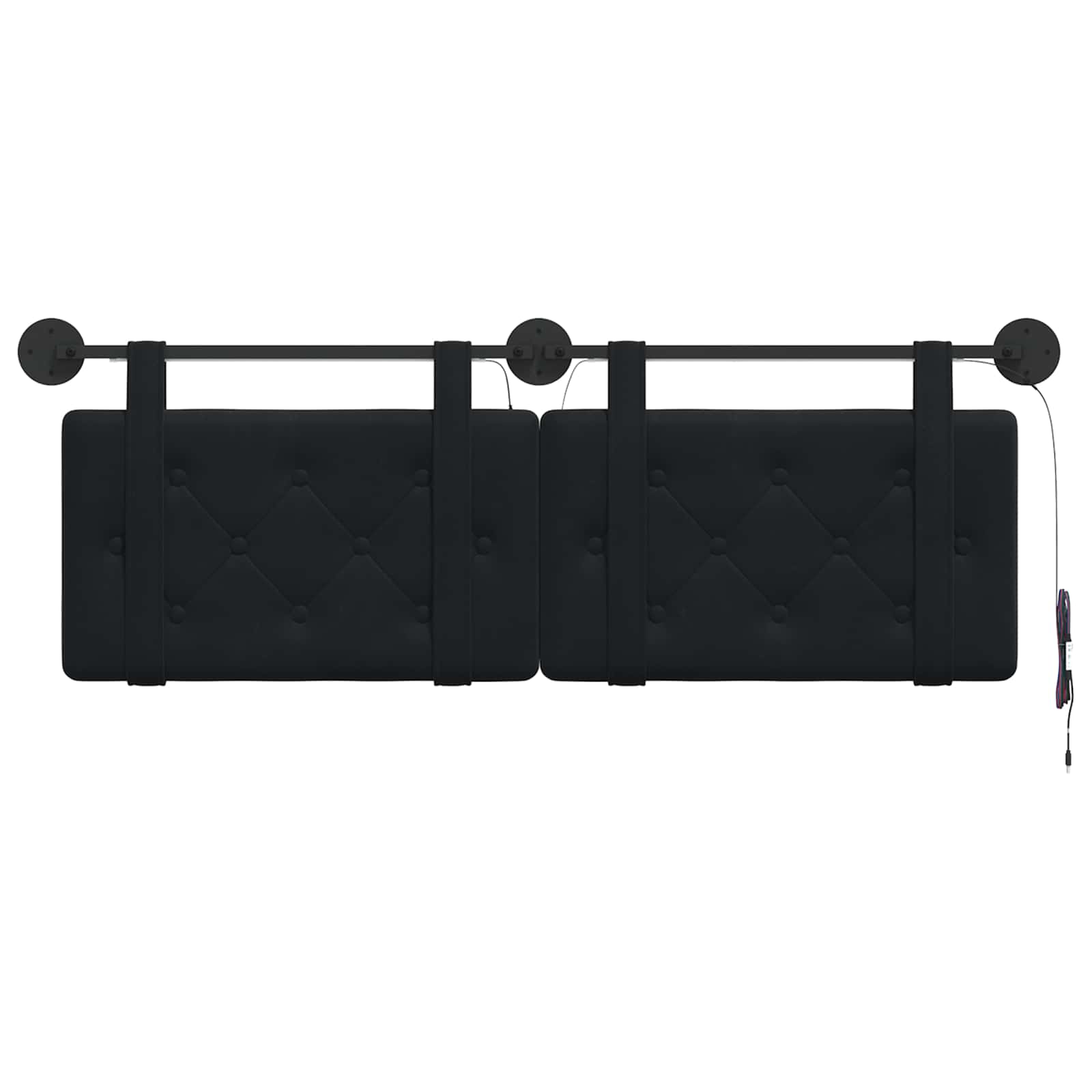 Tête de lit suspendue Avec lumière LED Noir Velours - XIOS