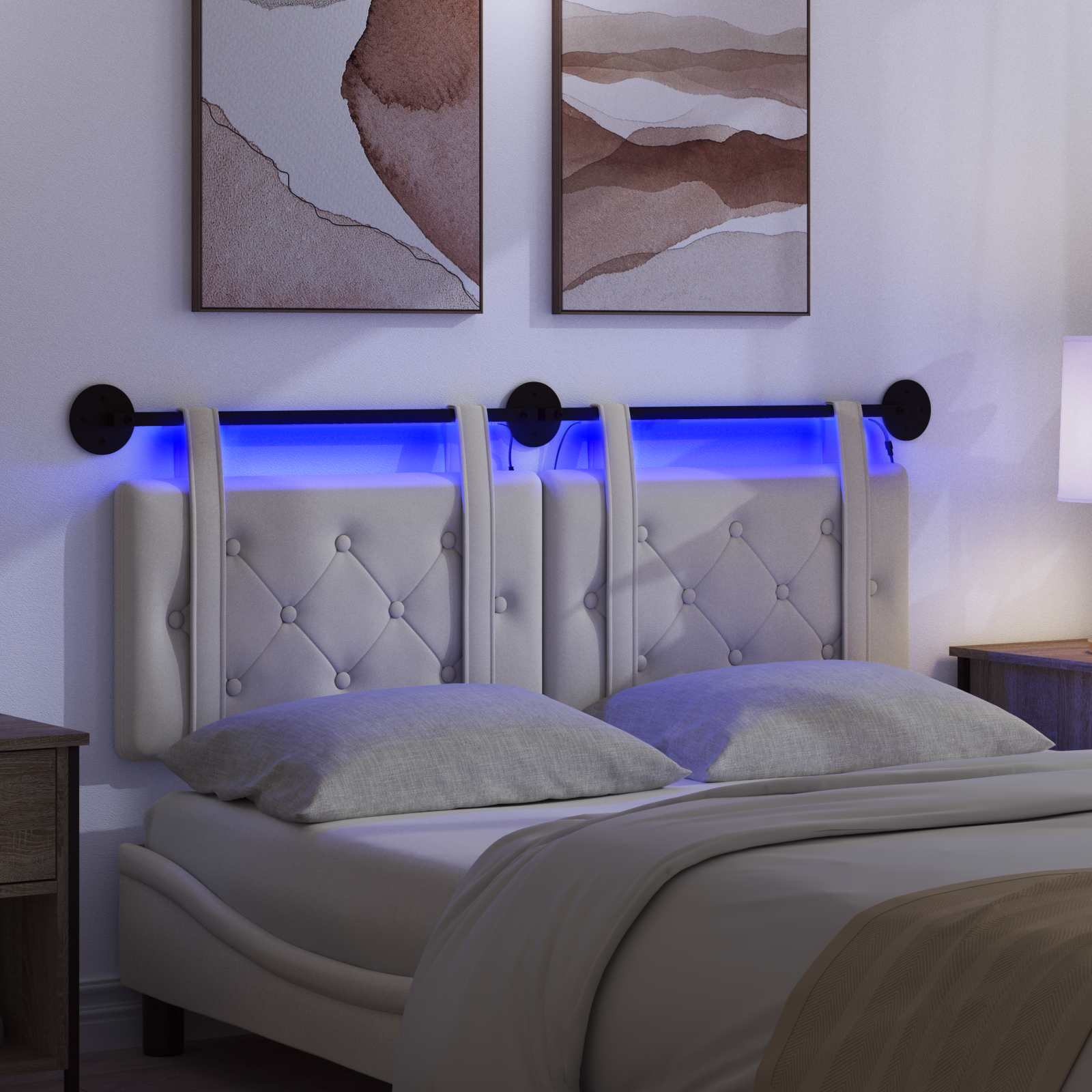 Tête de lit suspendue Avec lumière LED Crème Velours - XIOS
