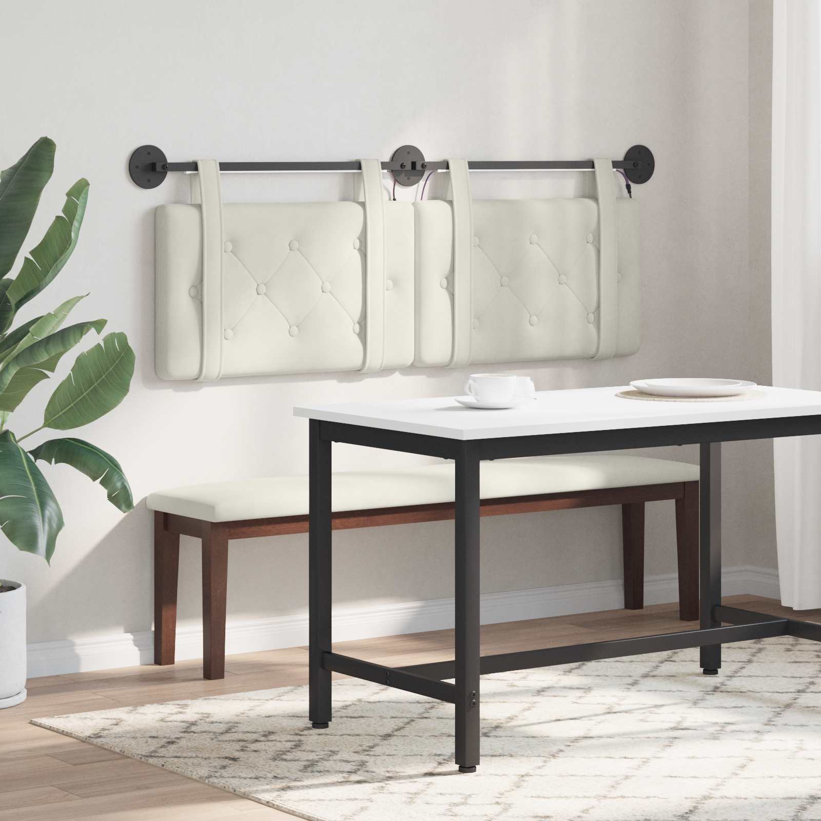 Tête de lit suspendue Avec lumière LED Crème Velours - XIOS