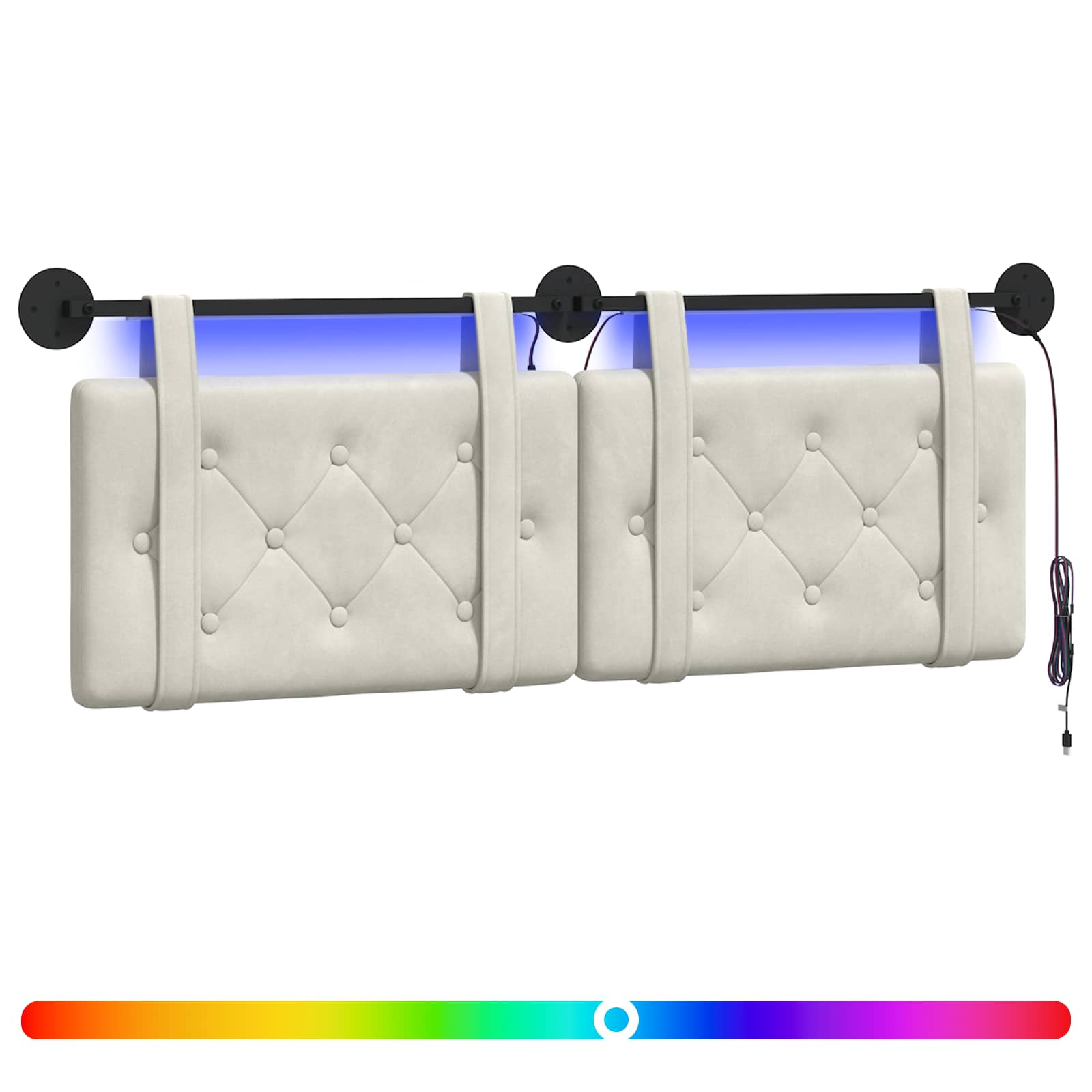 Tête de lit suspendue Avec lumière LED Crème Velours - XIOS