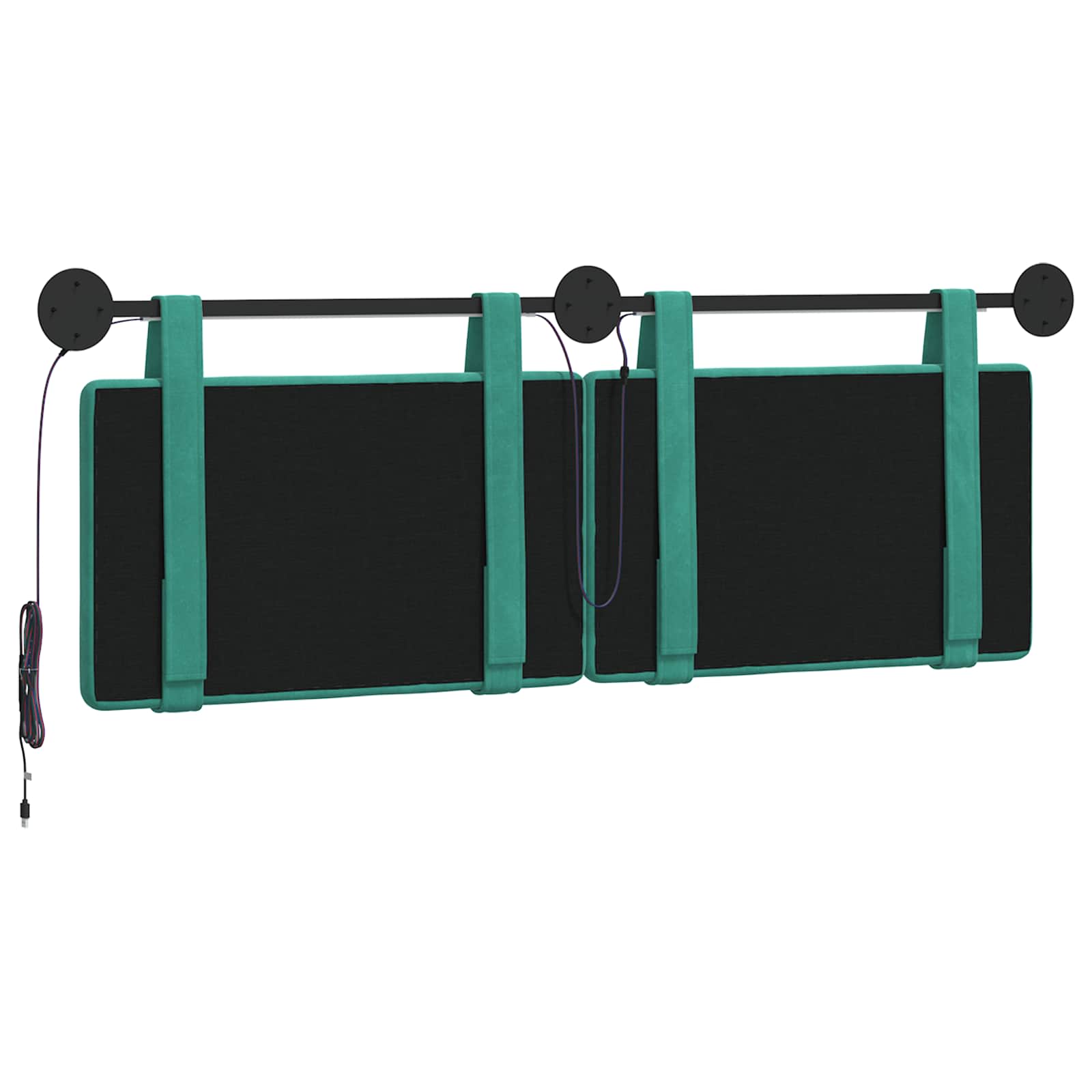 Tête de lit suspendue Avec lumière LED Turquoise Velours - XIOS