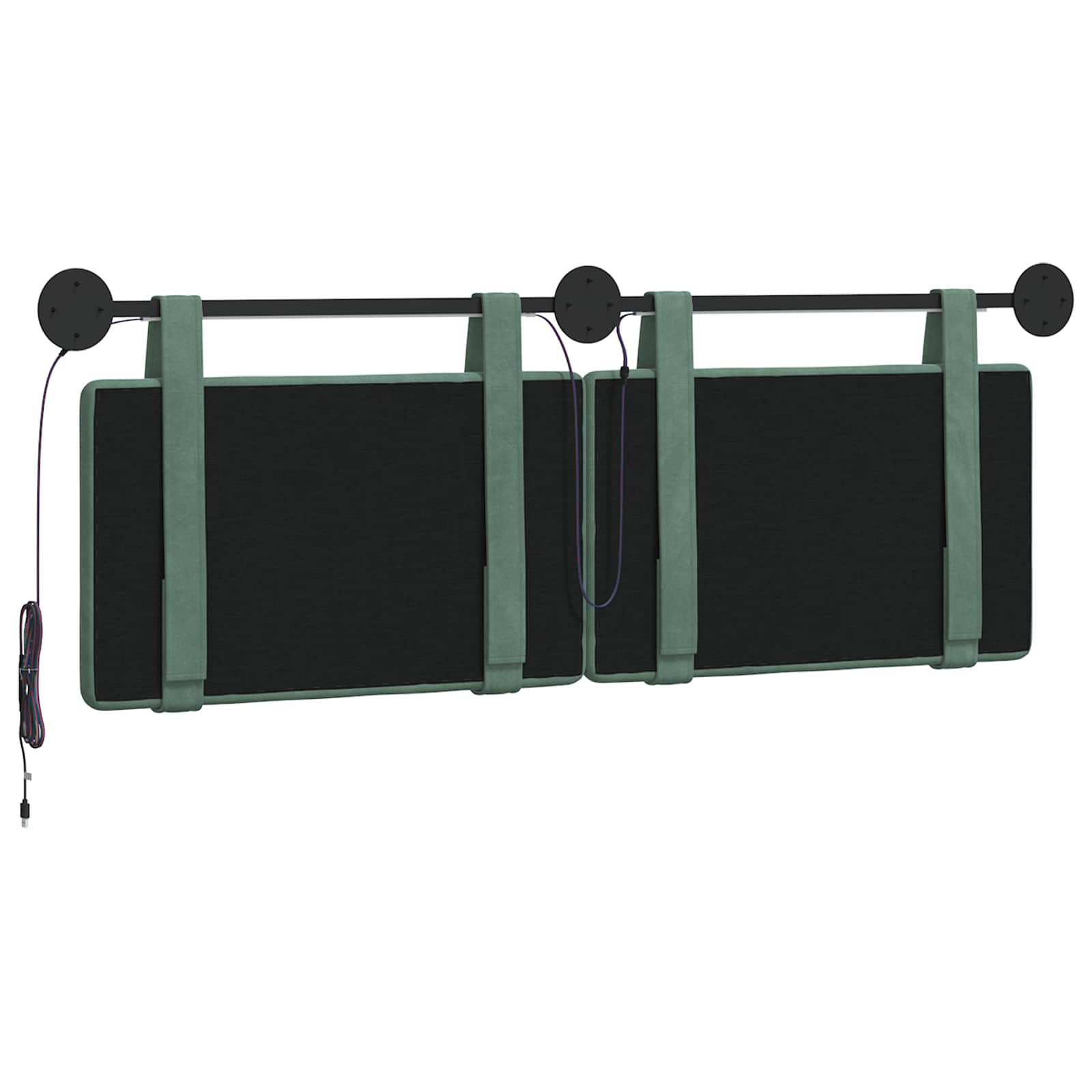 Tête de lit suspendue Avec lumière LED Vert Mer Velours - XIOS