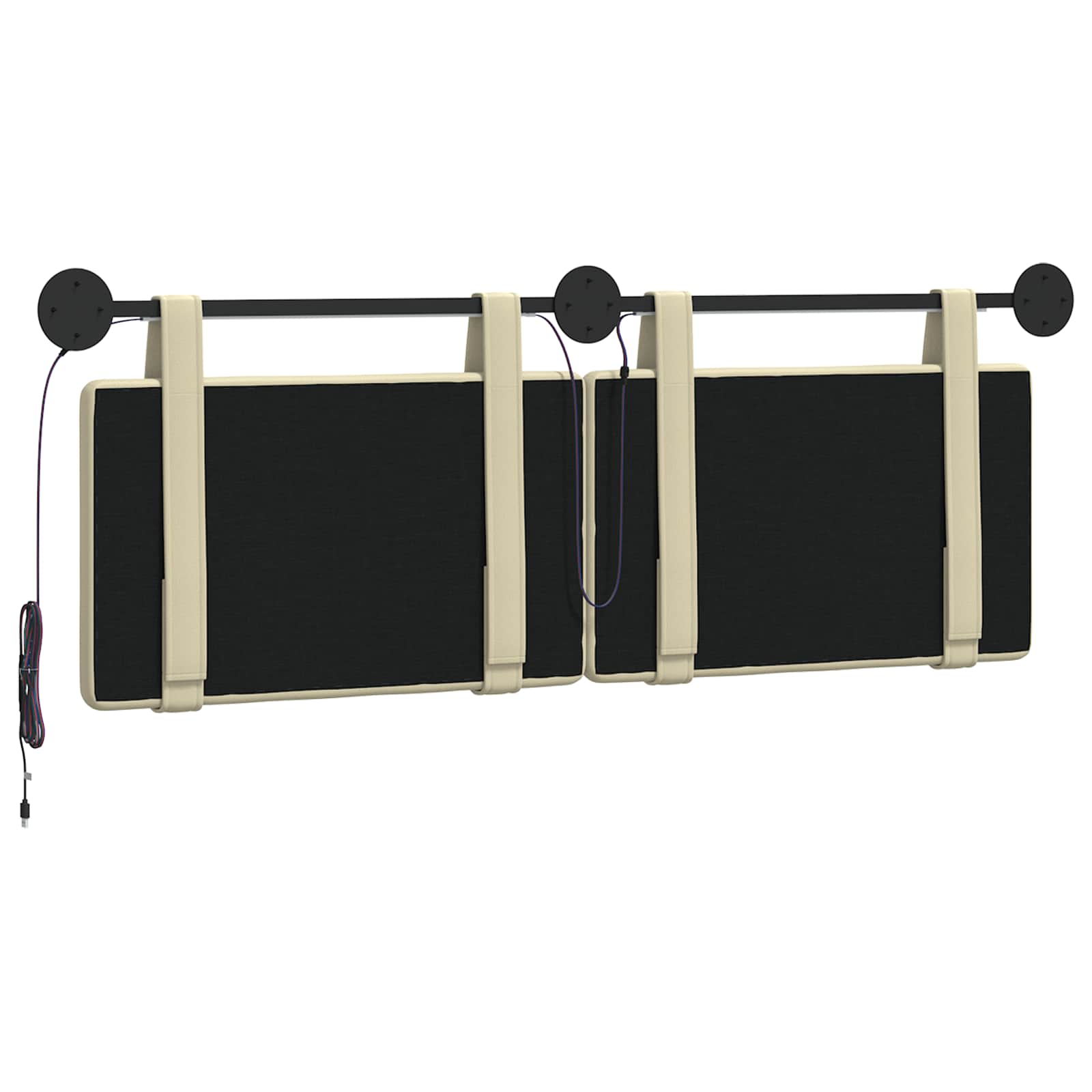 Tête de lit suspendue Avec lumière LED Crème Simili cuir - XIOS
