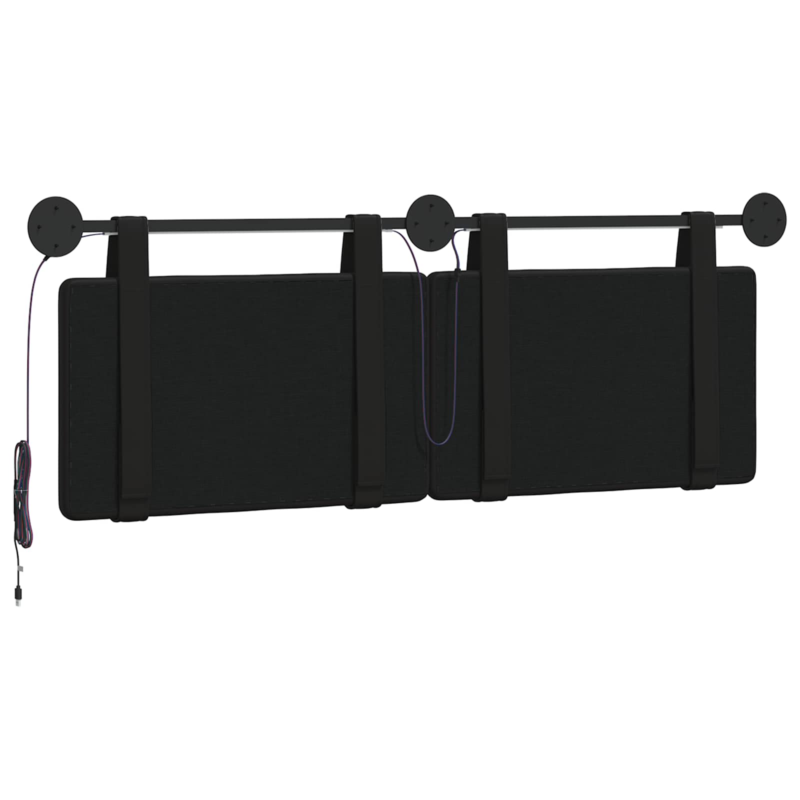 Tête de lit suspendue Avec lumière LED Noir Simili cuir - XIOS