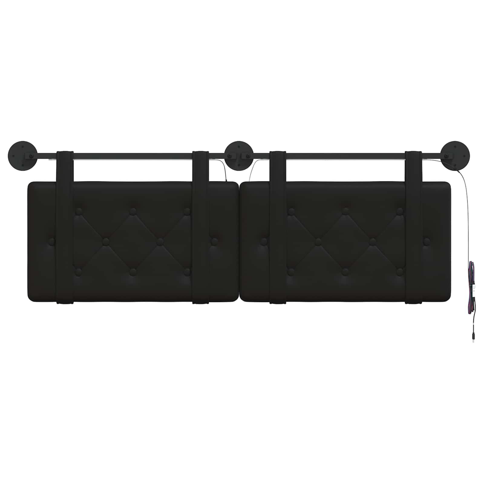 Tête de lit suspendue Avec lumière LED Noir Simili cuir - XIOS