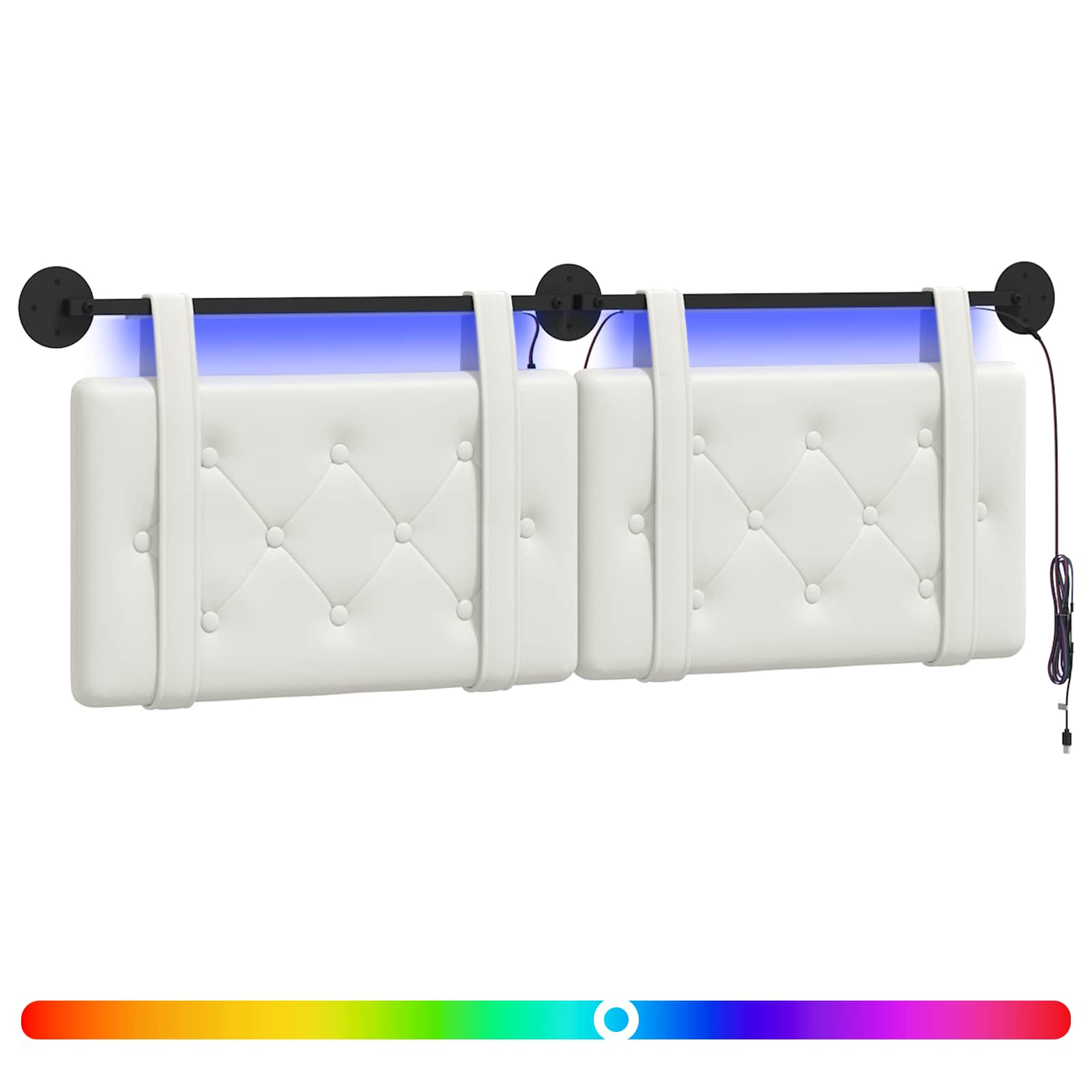 Tête de lit suspendue Avec lumière LED Blanc Simili cuir - XIOS