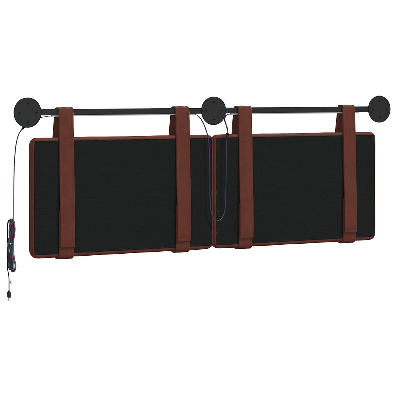 Tête de lit suspendue Avec lumière LED Brun Brillant PU antique - XIOS