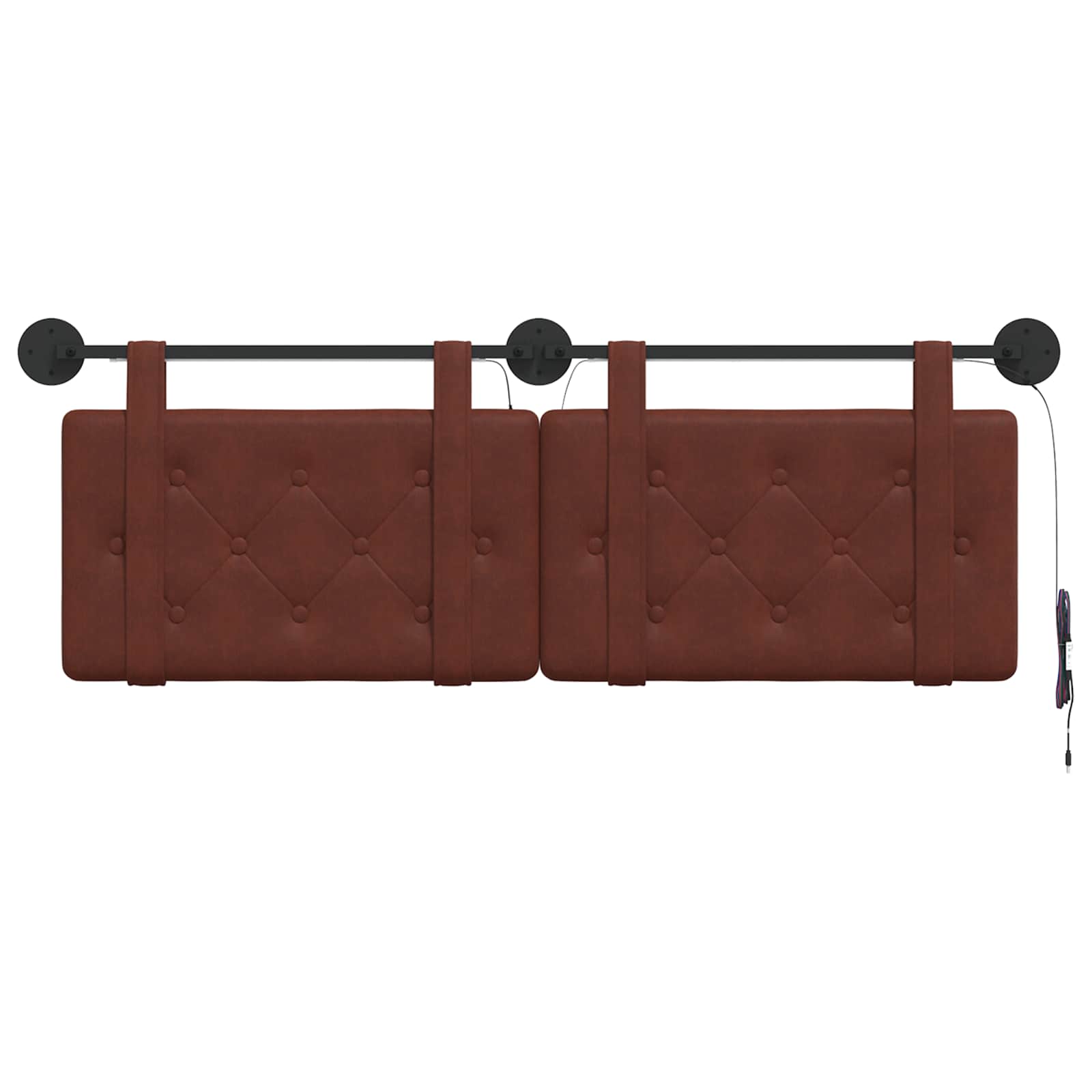 Tête de lit suspendue Avec lumière LED Brun Brillant PU antique - XIOS