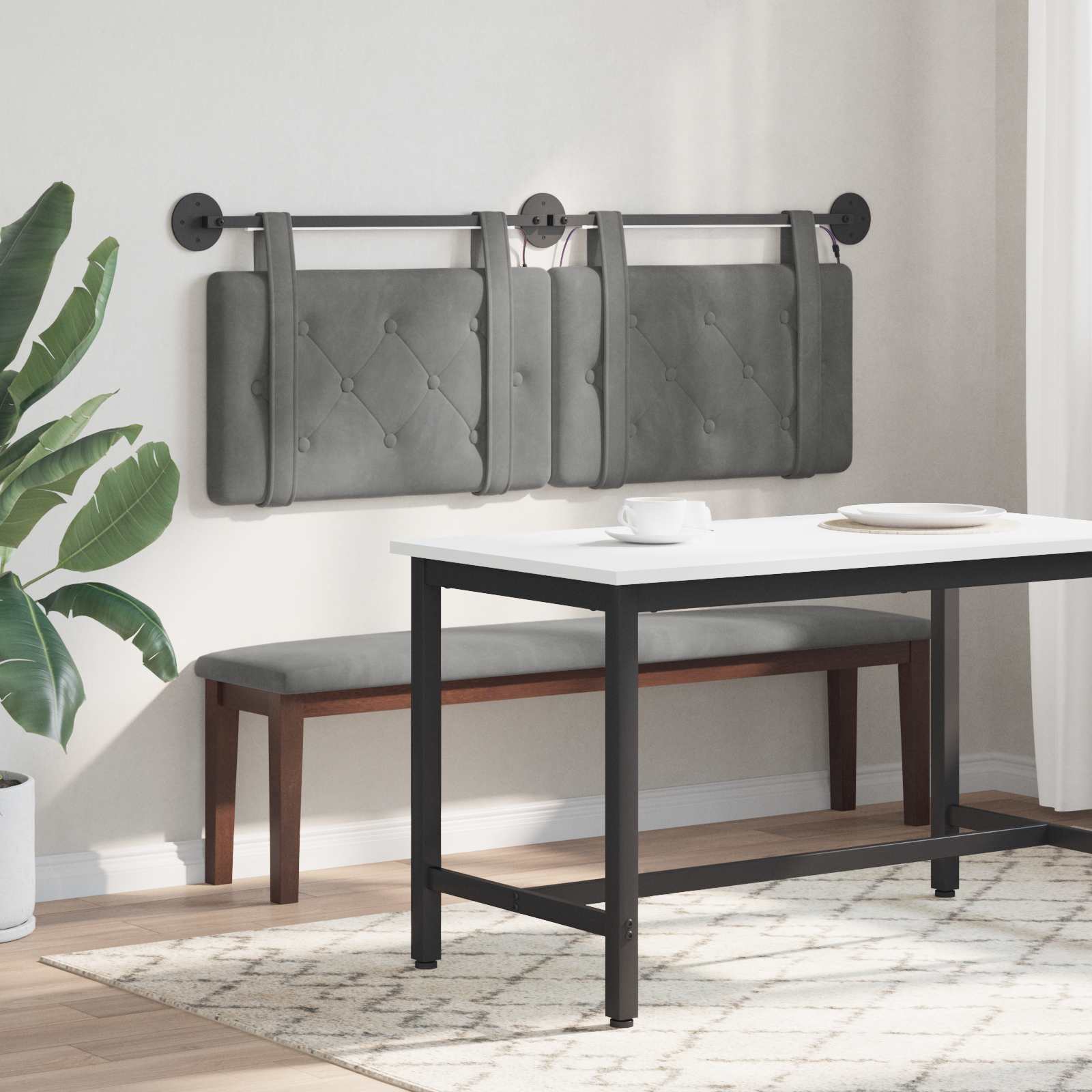 Tête de lit suspendue Avec lumière LED Gris foncé Velours - XIOS