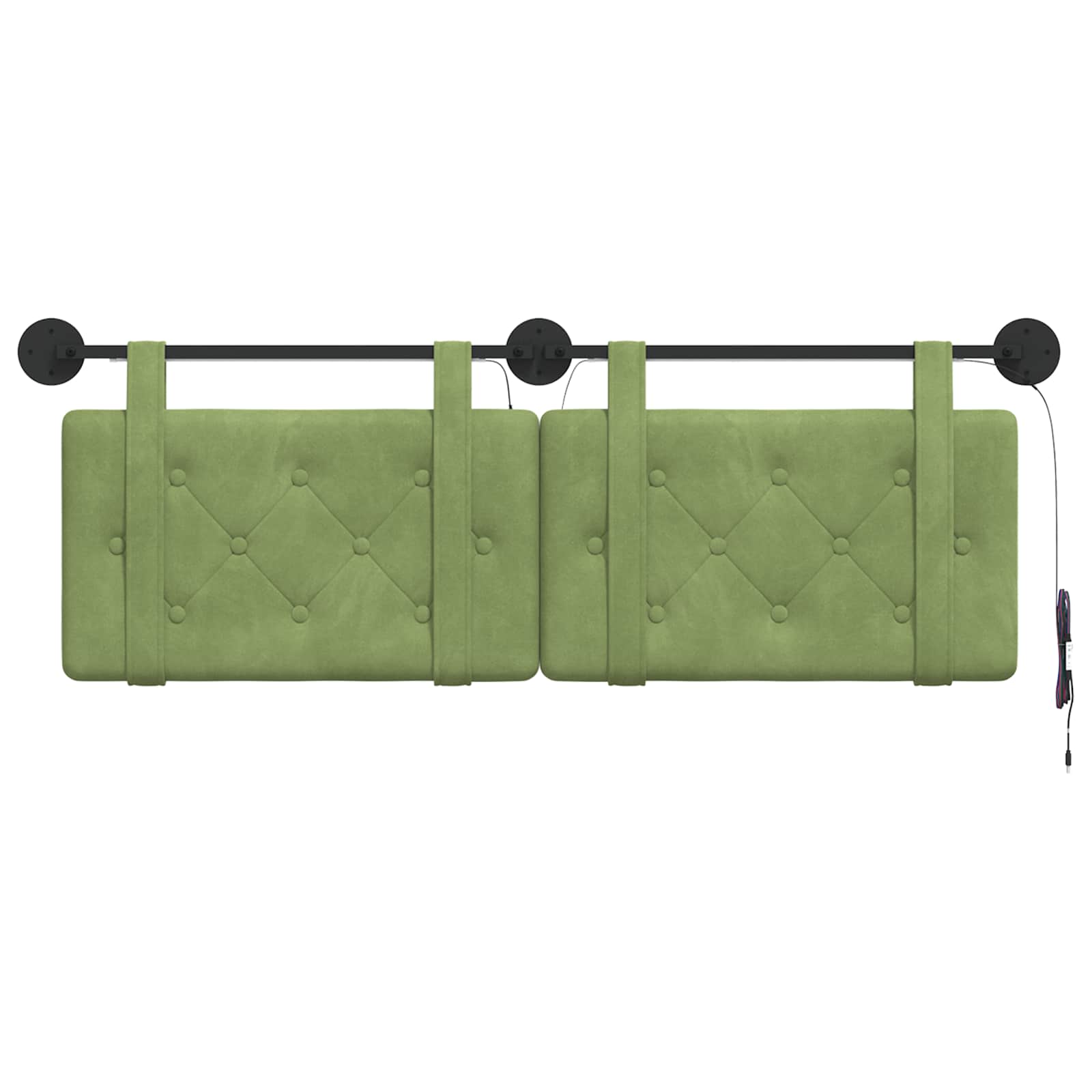 Tête de lit suspendue Avec lumière LED Vert clair Velours - XIOS