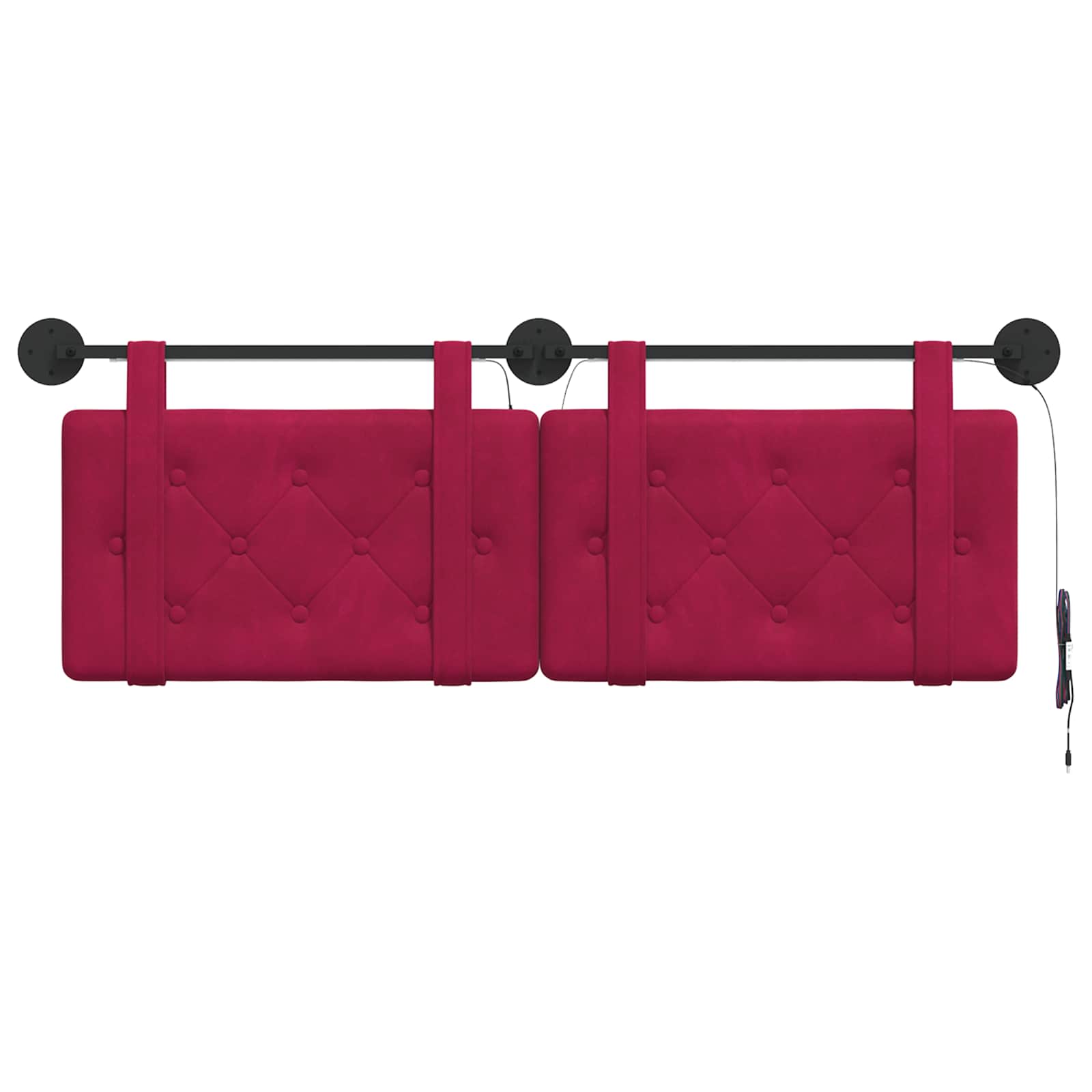 Tête de lit suspendue Avec lumière LED Bordeaux Velours - XIOS