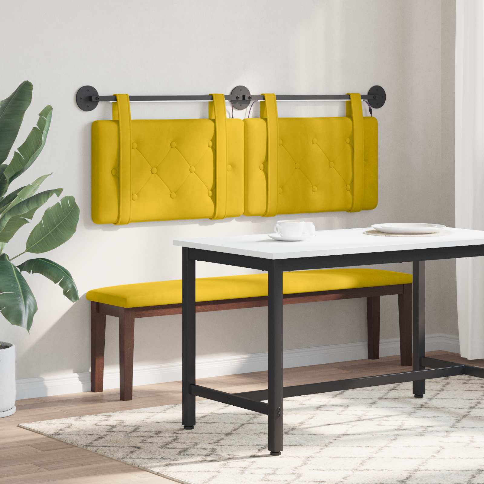 Tête de lit suspendue Avec lumière LED Jaune Velours - XIOS